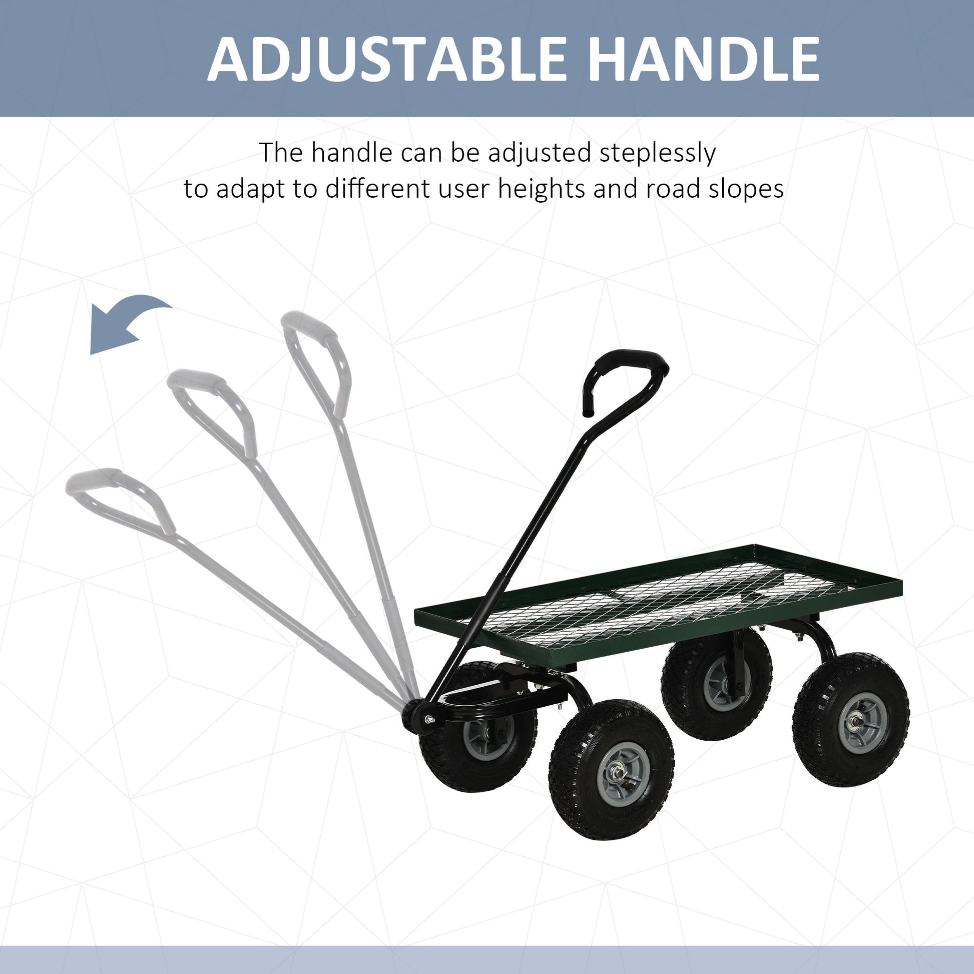 Heavy Duty Garden Wagon Cart, Utility Wagon Cart with Metal Frame, 10" Wheels and 180° Rotating Handle, 330 lbs Capacity, for Garden, Beach, Lawn, Black