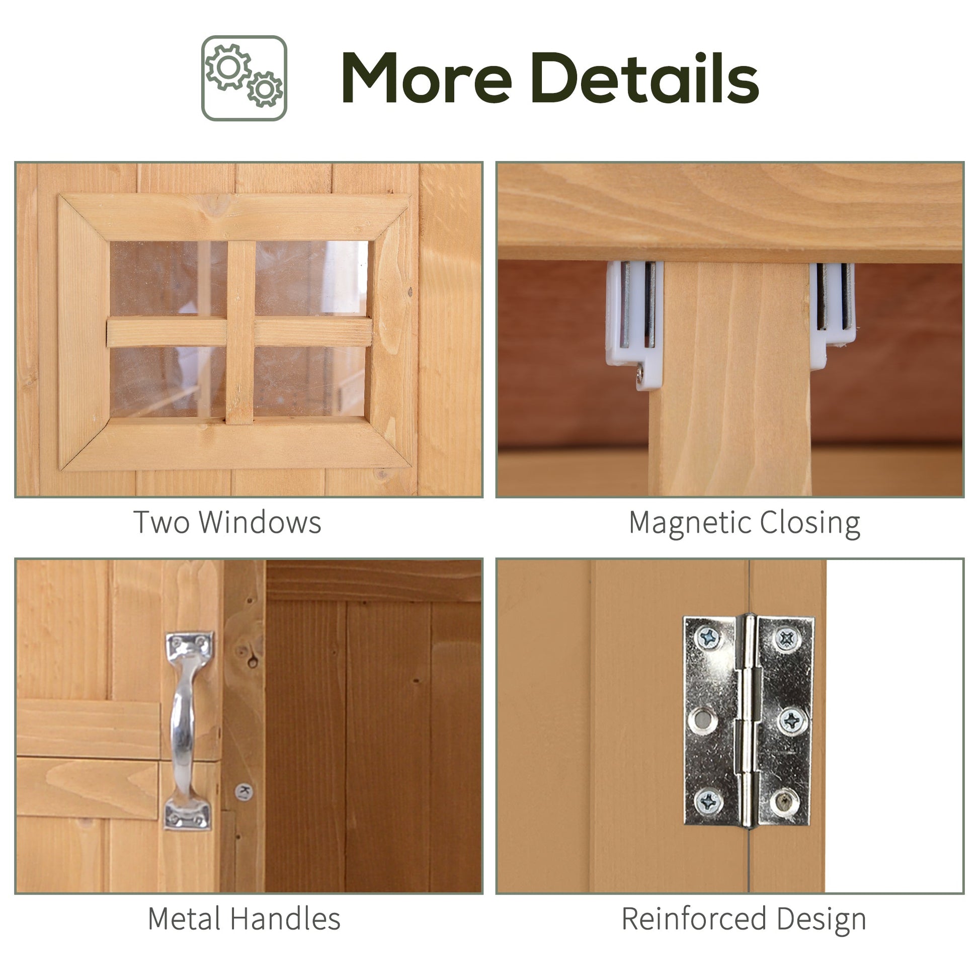4 x 1.5ft Wooden Garden Shed with Two Windows, Outdoor Tool Storage Cabinet Organizer, Double Door, Nature Wood
