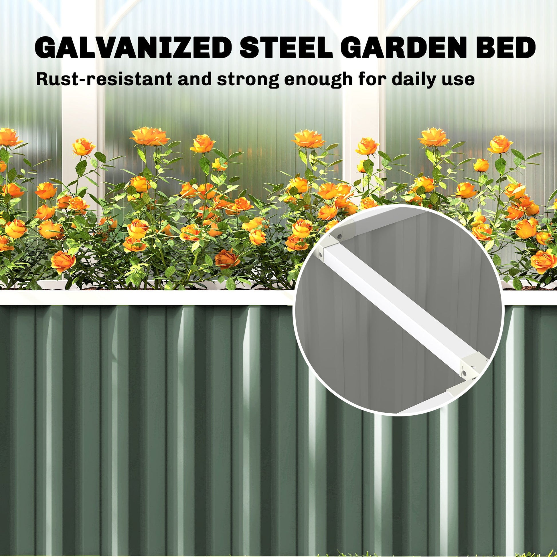 Galvanized Raised Garden Bed, 7' x 2' x 2' Deep Rot Planter Box with Gloves and Plant Labels, Metal Outdoor Garden Bed for Flowers, Herbs and Vegetables, Light Green