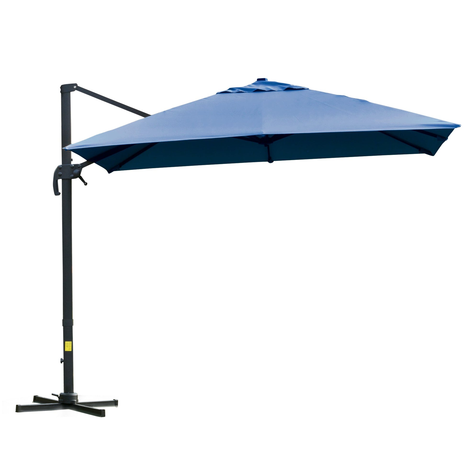 10x10ft Cantilever Umbrella with 4 Adjustable Angle and Rotation, Square Top Market Parasol with Aluminum Pole and Ribs for Backyard Patio Outdoor Area, Blue
