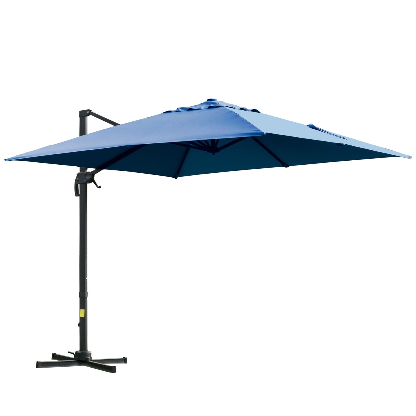 10x10ft Cantilever Umbrella with 4 Adjustable Angle and Rotation, Square Top Market Parasol with Aluminum Pole and Ribs for Backyard Patio Outdoor Area, Blue