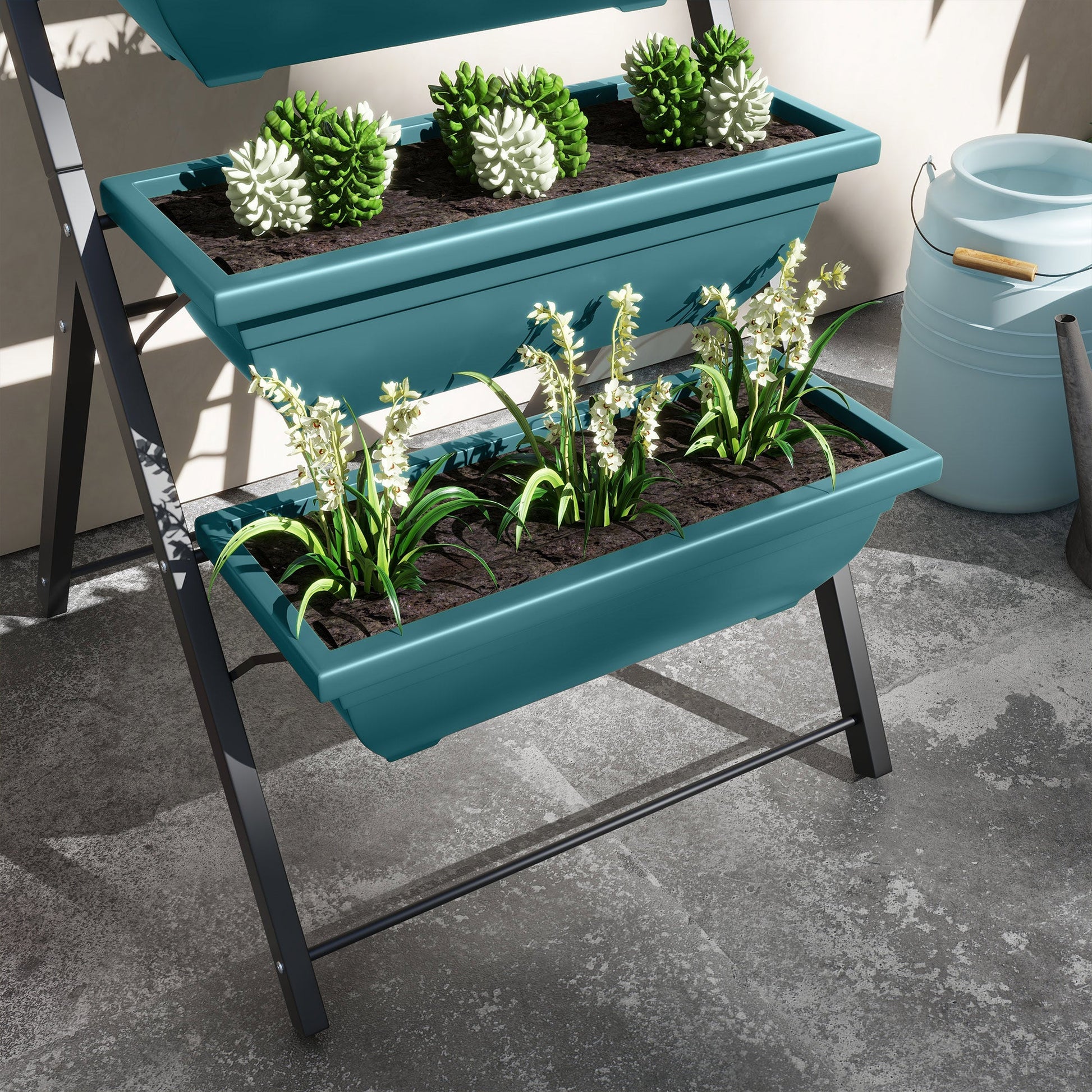 5-Tier Raised Garden Bed with 5 Planter Boxes, Outdoor Plant Stand Grow Containers with Leaking Holes for Balcony Patio Outdoor, Green