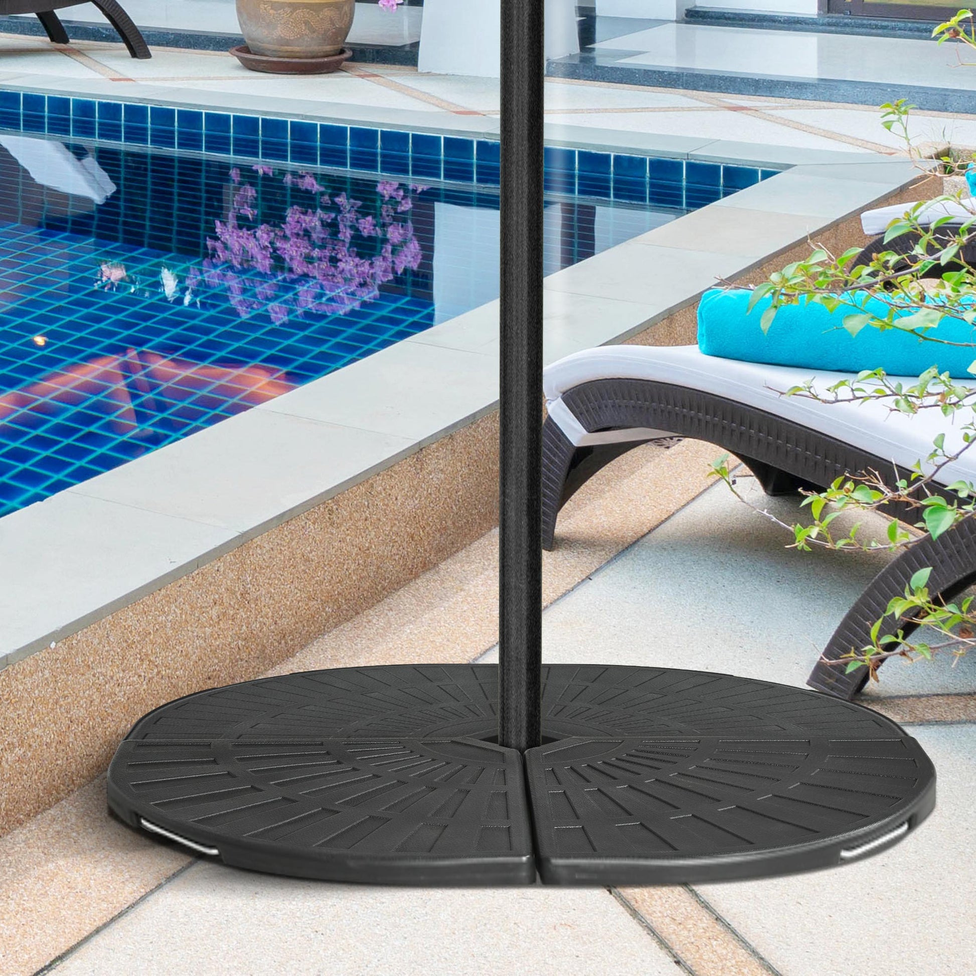 2-Piece Umbrella Weights for Cantilever Parasols with Handles, Heavy Duty Umbrella Base Weights for Cross Base, Black