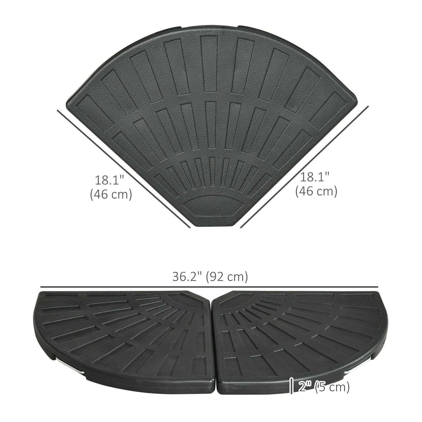 2-Piece Umbrella Weights for Cantilever Parasols with Handles, Heavy Duty Umbrella Base Weights for Cross Base, Black