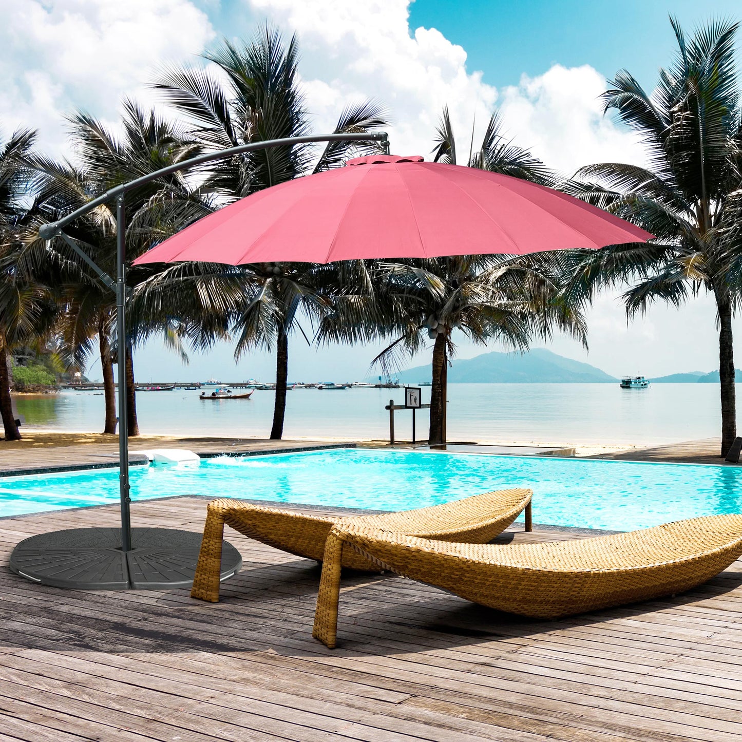 2-Piece Umbrella Weights for Cantilever Parasols with Handles, Heavy Duty Umbrella Base Weights for Cross Base, Black