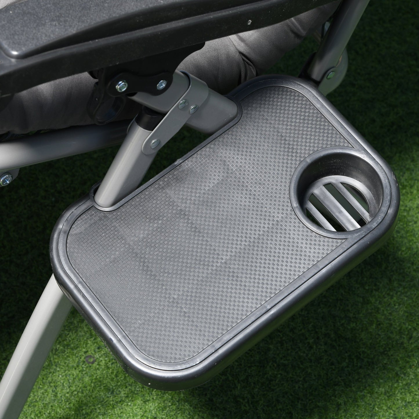 Reclining Zero Gravity Chair with Adjustable Backrest, Folding Garden Sun Lounger with Removable Cushion and Headrest, Dark Grey