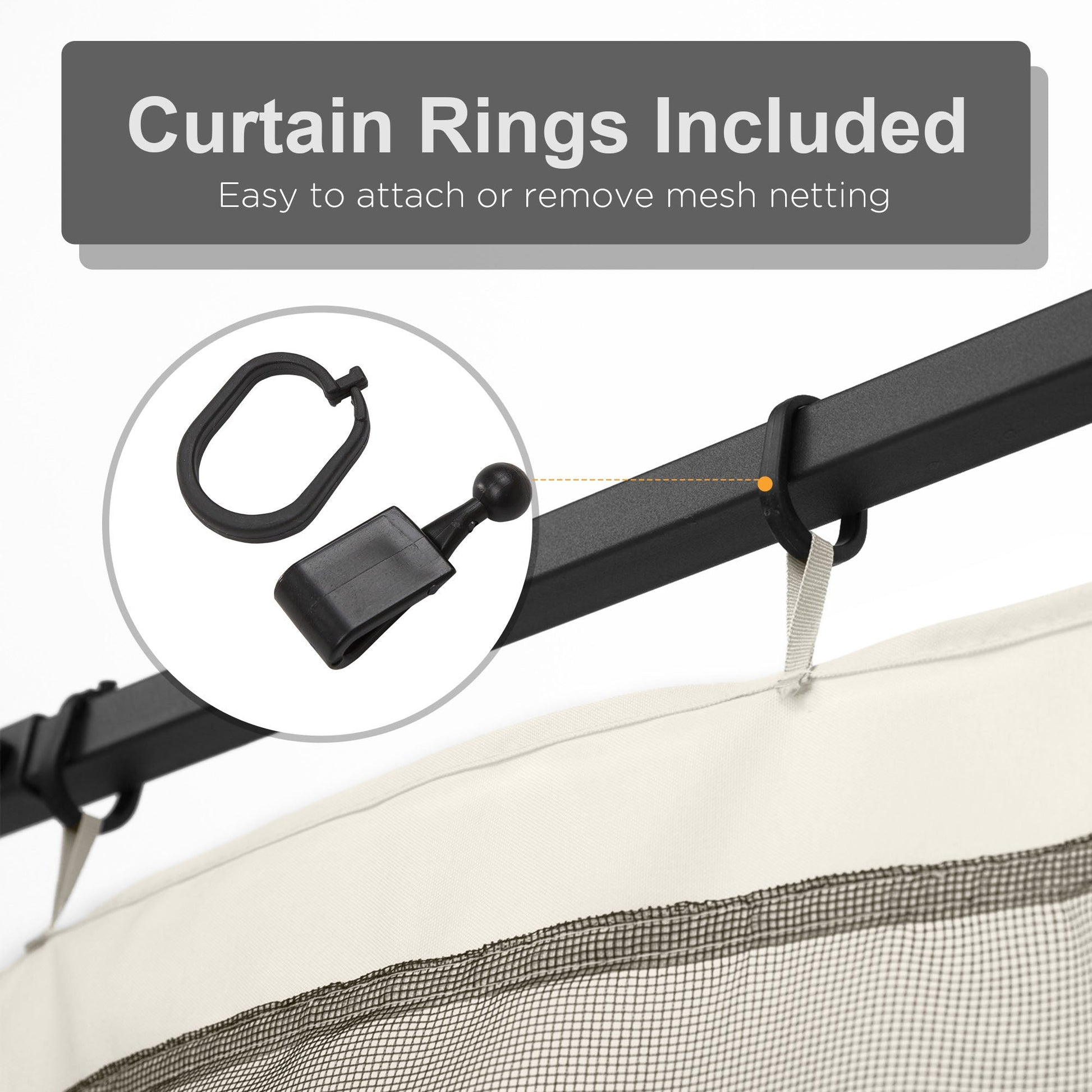 Replacement Mosquito Netting for Gazebo 10' x 10' Black Screen Walls for Canopy with Zippers for Parties and Outdoor Activities, White