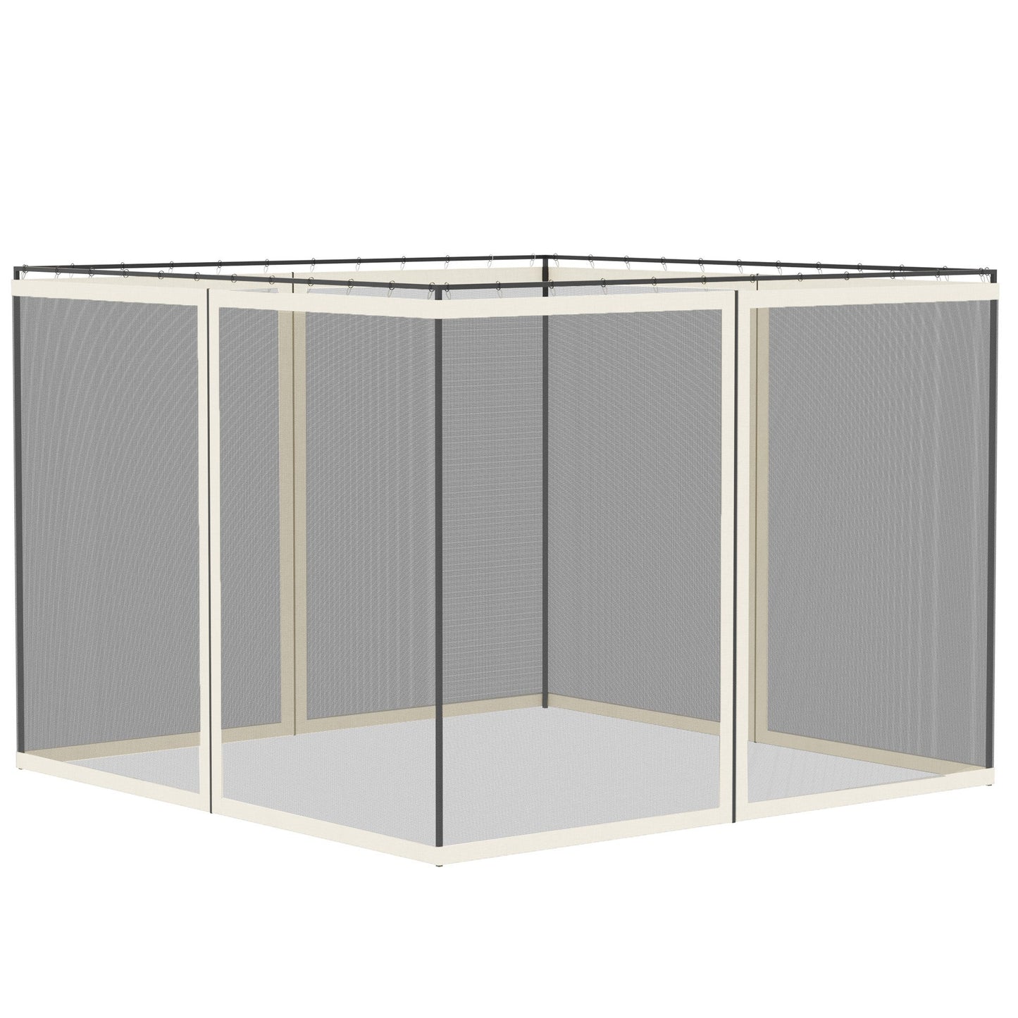 Replacement Mosquito Netting for Gazebo 10' x 10' Black Screen Walls for Canopy with Zippers for Parties and Outdoor Activities, White