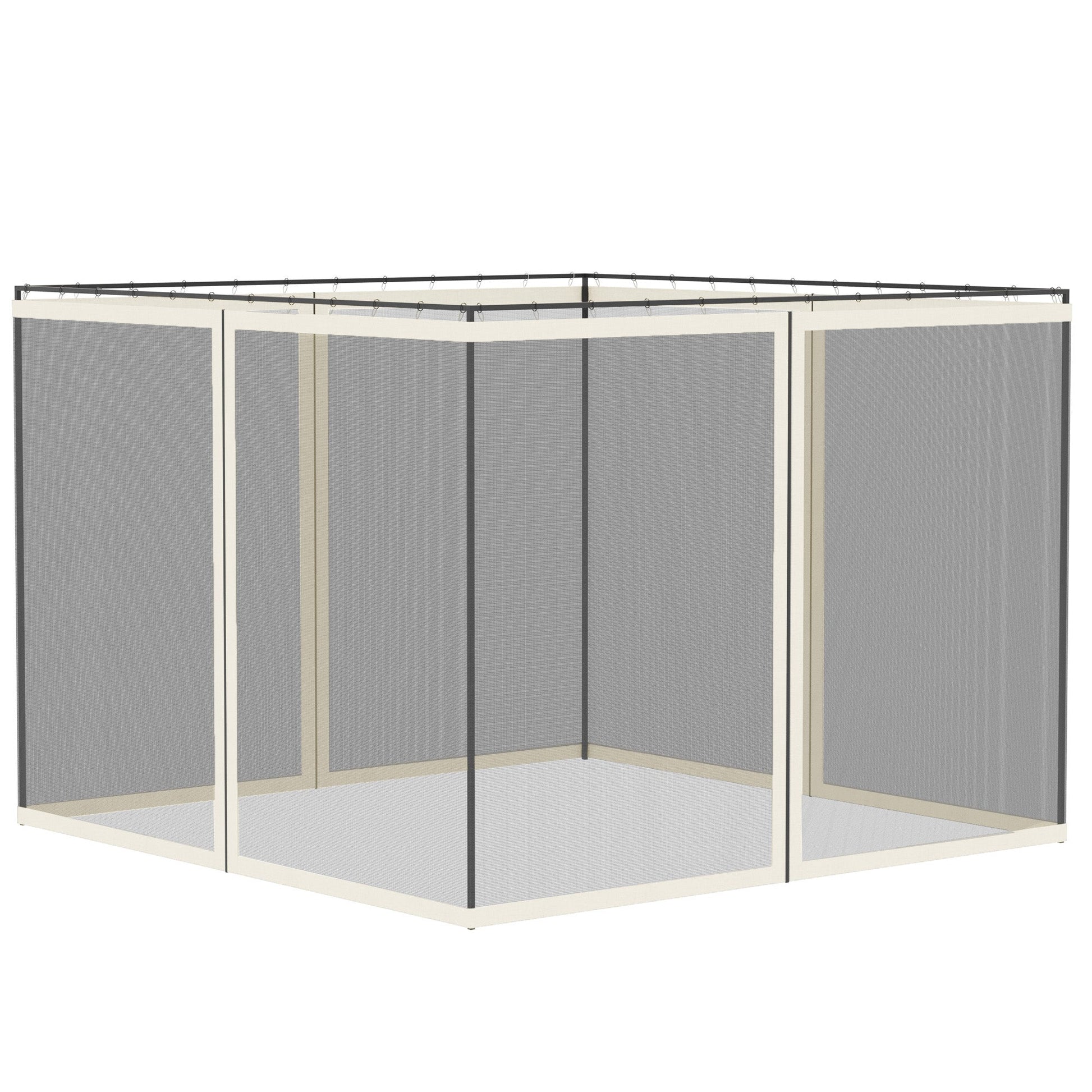 Replacement Mosquito Netting for Gazebo 10' x 10' Black Screen Walls for Canopy with Zippers for Parties and Outdoor Activities, White