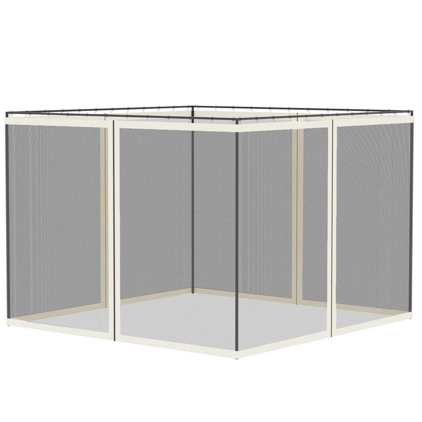 Replacement Mosquito Netting for Gazebo 10' x 10' Black Screen Walls for Canopy with Zippers for Parties and Outdoor Activities, White