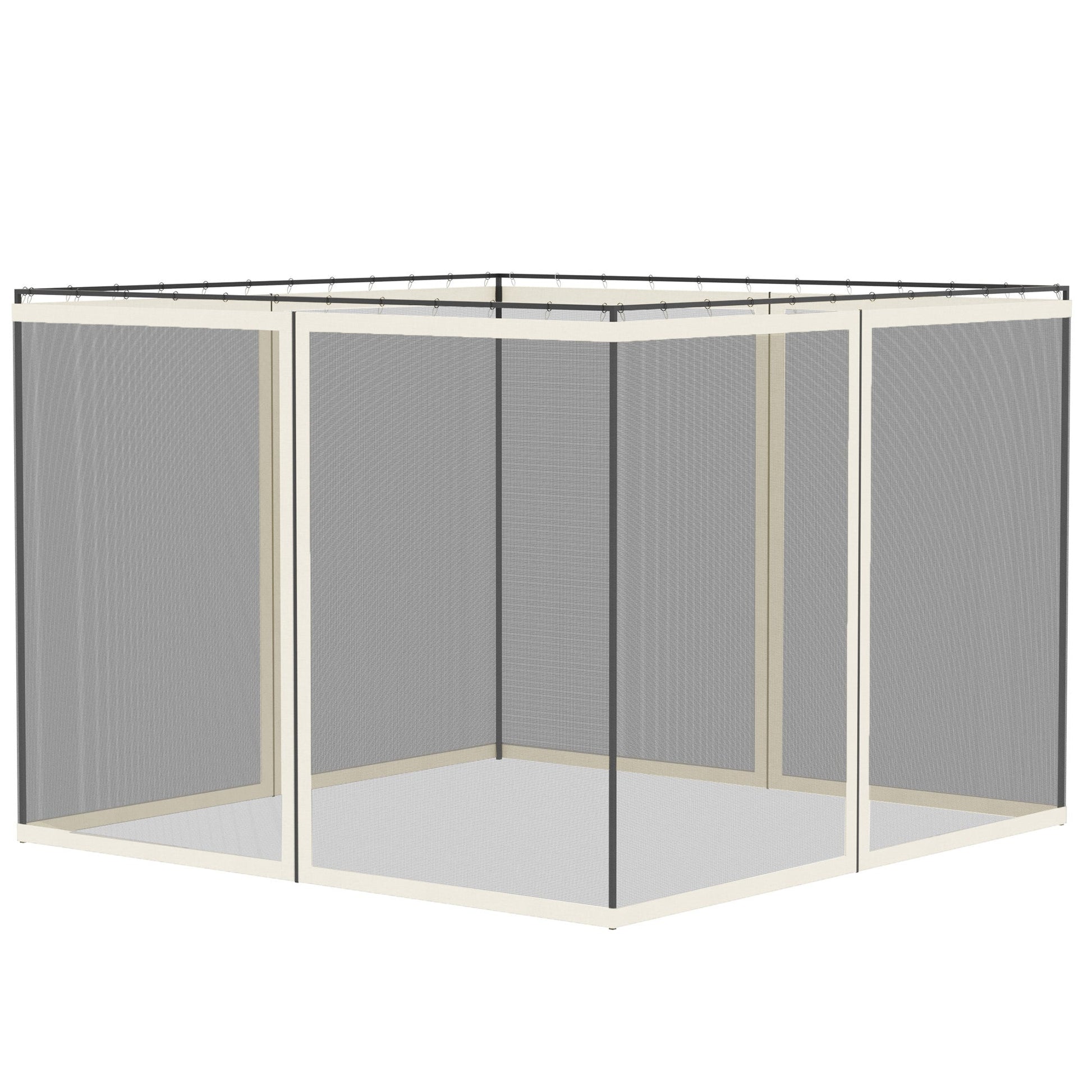 Replacement Mosquito Netting for Gazebo 10' x 10' Black Screen Walls for Canopy with Zippers for Parties and Outdoor Activities, White