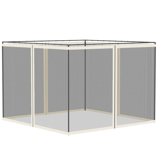 Replacement Mosquito Netting for Gazebo 10' x 10' Black Screen Walls for Canopy with Zippers for Parties and Outdoor Activities, White