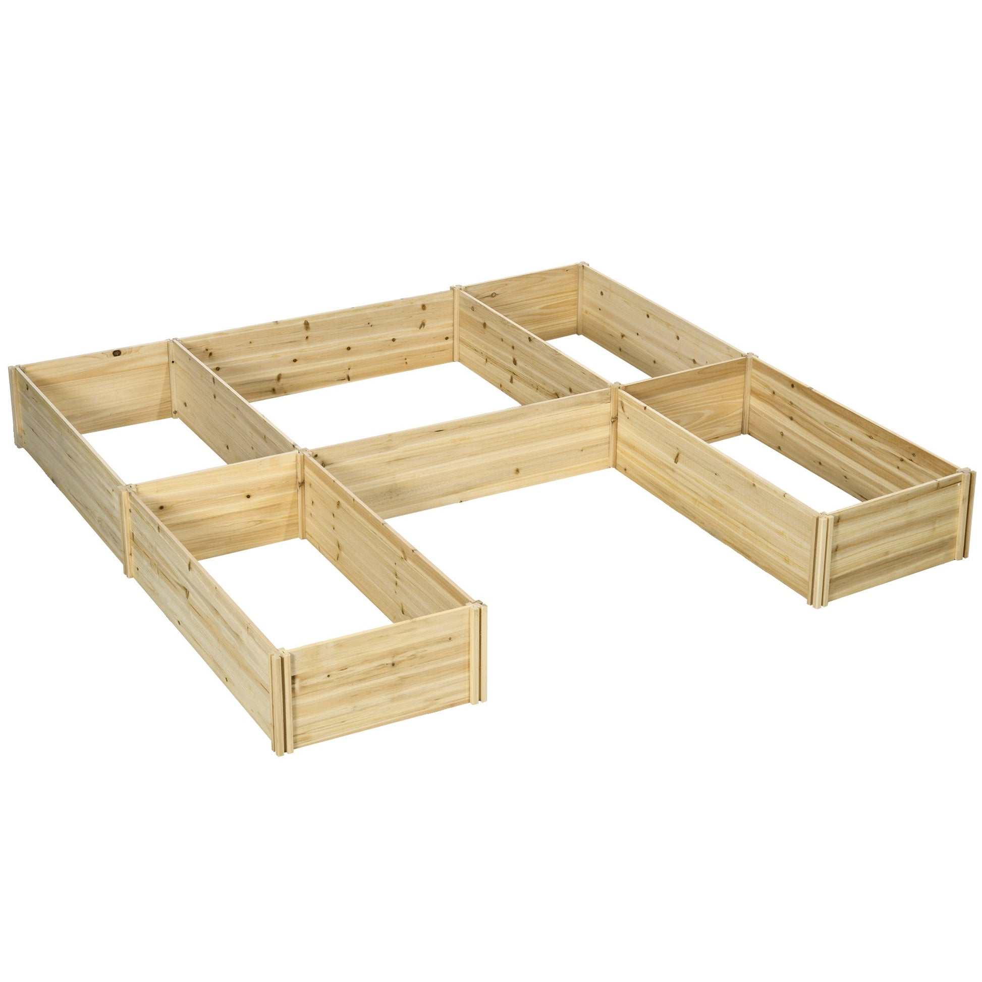 DIY 5-box Wooden Raised Garden Bed Kit with Open Bottom, Outdoor Elevated Planter Box for Outdoor Plants, Vegetables, Flowers, Herbs, Natural Wood