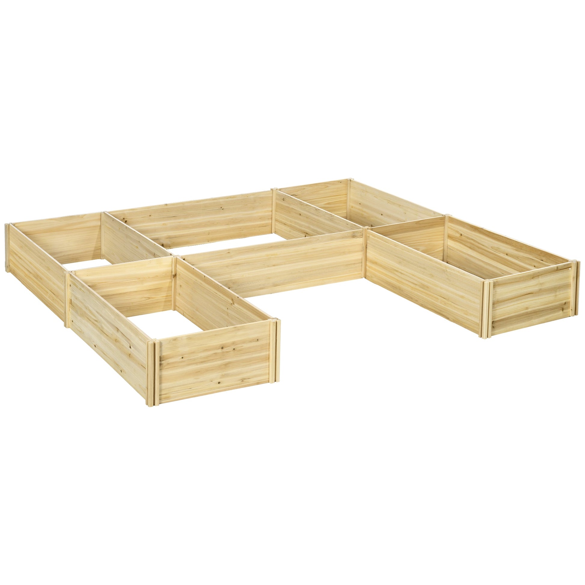 DIY 5-box Wooden Raised Garden Bed Kit with Open Bottom, Outdoor Elevated Planter Box for Outdoor Plants, Vegetables, Flowers, Herbs, Natural Wood