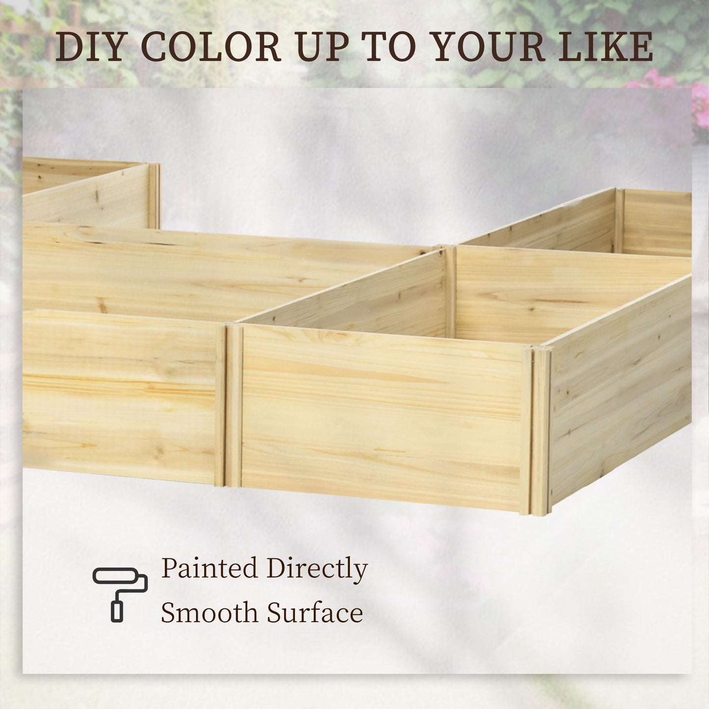 DIY 5-box Wooden Raised Garden Bed Kit with Open Bottom, Outdoor Elevated Planter Box for Outdoor Plants, Vegetables, Flowers, Herbs, Natural Wood