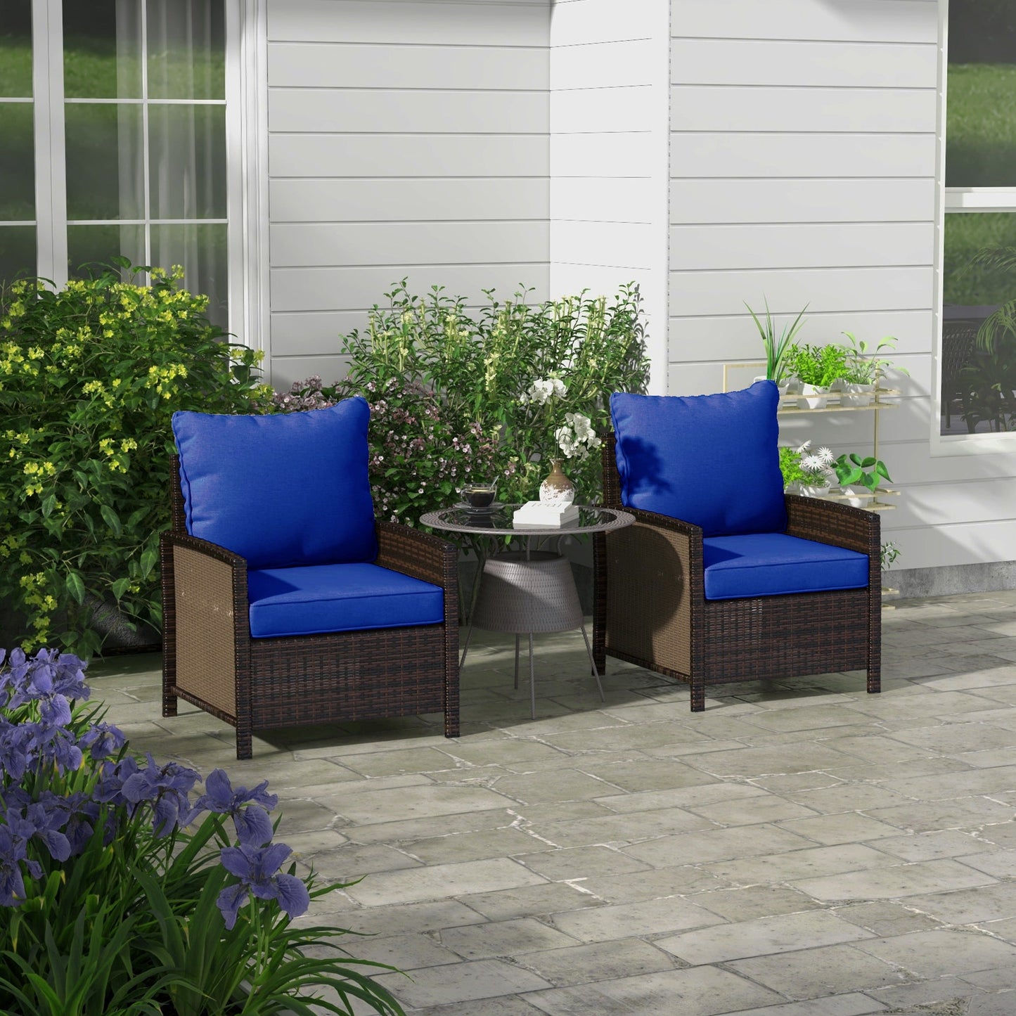 4-Piece Patio Chair Cushions Pillows with Backrest, Seat Replacement Patio Cushions Set for Indoor Outdoor Garden Furniture, Navy Blue