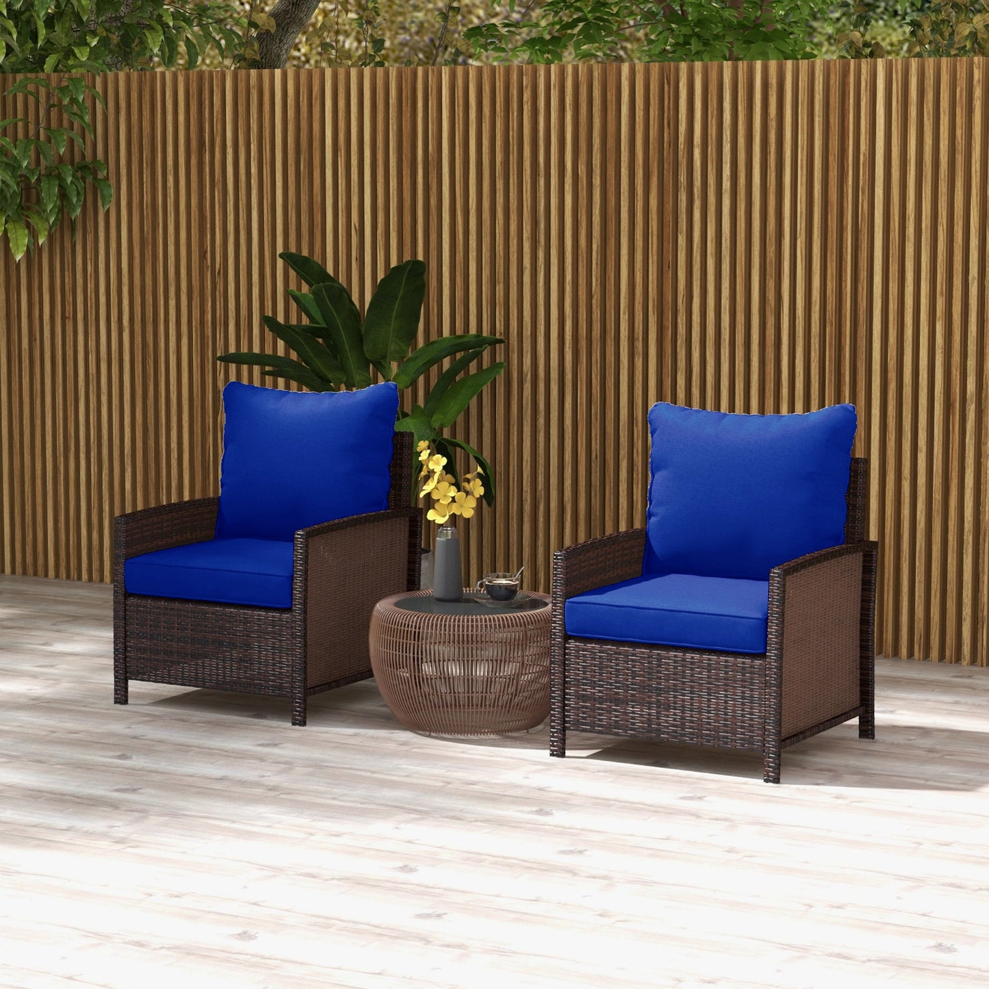 4-Piece Patio Chair Cushions Pillows with Backrest, Seat Replacement Patio Cushions Set for Indoor Outdoor Garden Furniture, Navy Blue