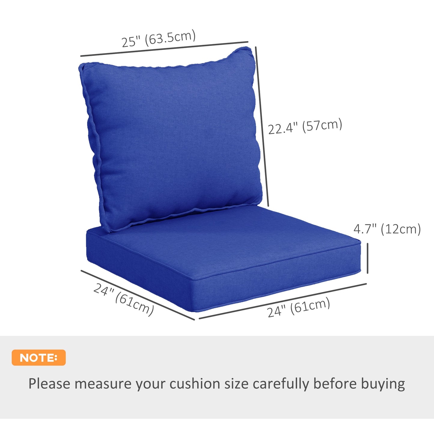 4-Piece Patio Chair Cushions Pillows with Backrest, Seat Replacement Patio Cushions Set for Indoor Outdoor Garden Furniture, Navy Blue
