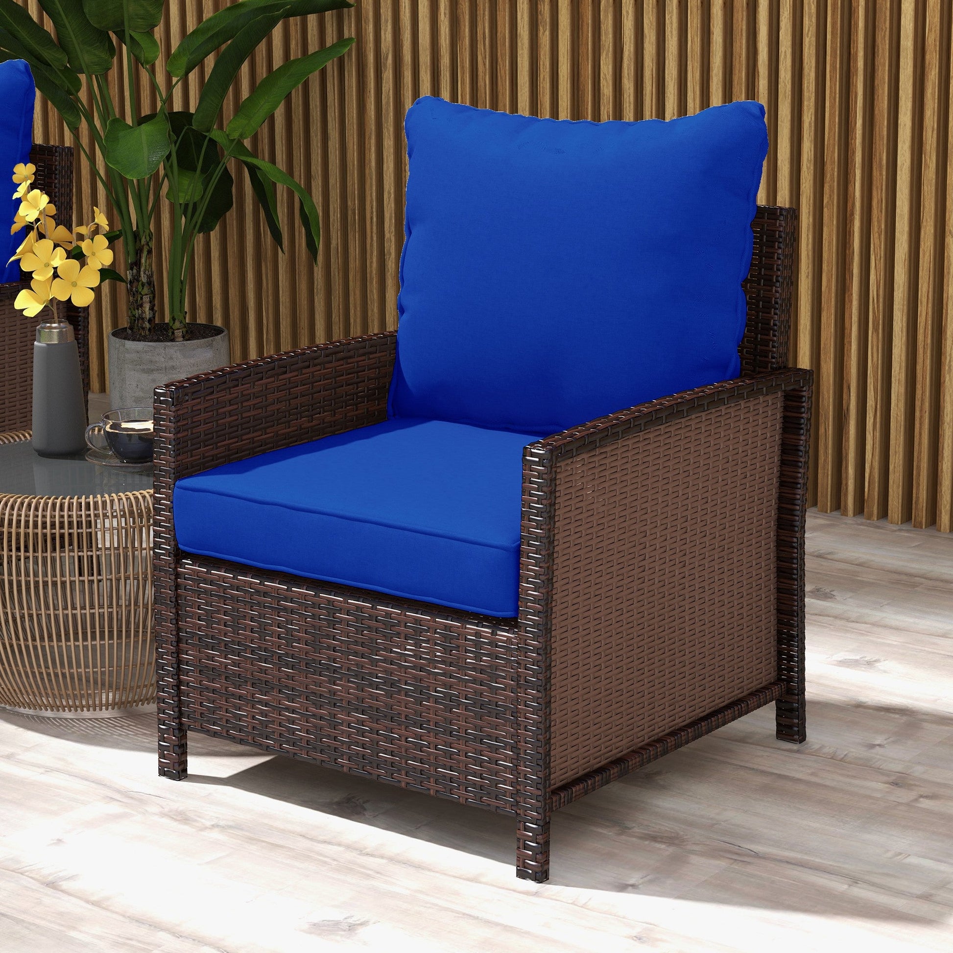 4-Piece Patio Chair Cushions Pillows with Backrest, Seat Replacement Patio Cushions Set for Indoor Outdoor Garden Furniture, Navy Blue