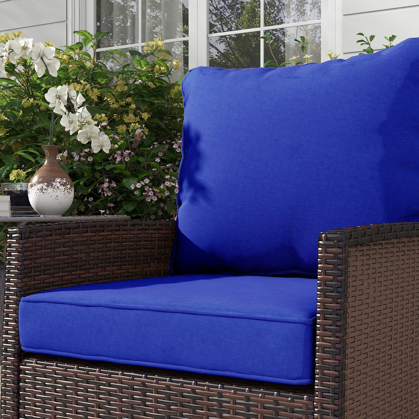 4-Piece Patio Chair Cushions Pillows with Backrest, Seat Replacement Patio Cushions Set for Indoor Outdoor Garden Furniture, Navy Blue