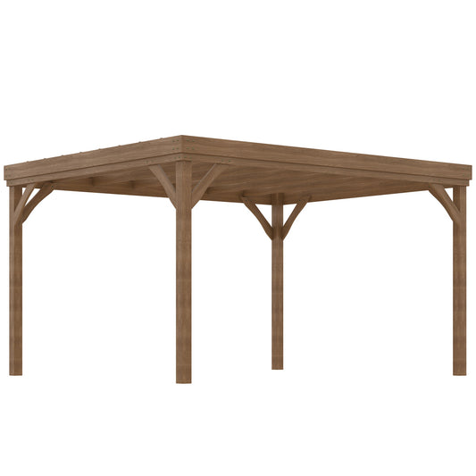 10' x 12' Outdoor Pergola, Wood Gazebo Grape Trellis with Stable Structure and Concrete Anchors, for Climbing Plant Support, Garden, Patio, Backyard, Deck, Brown