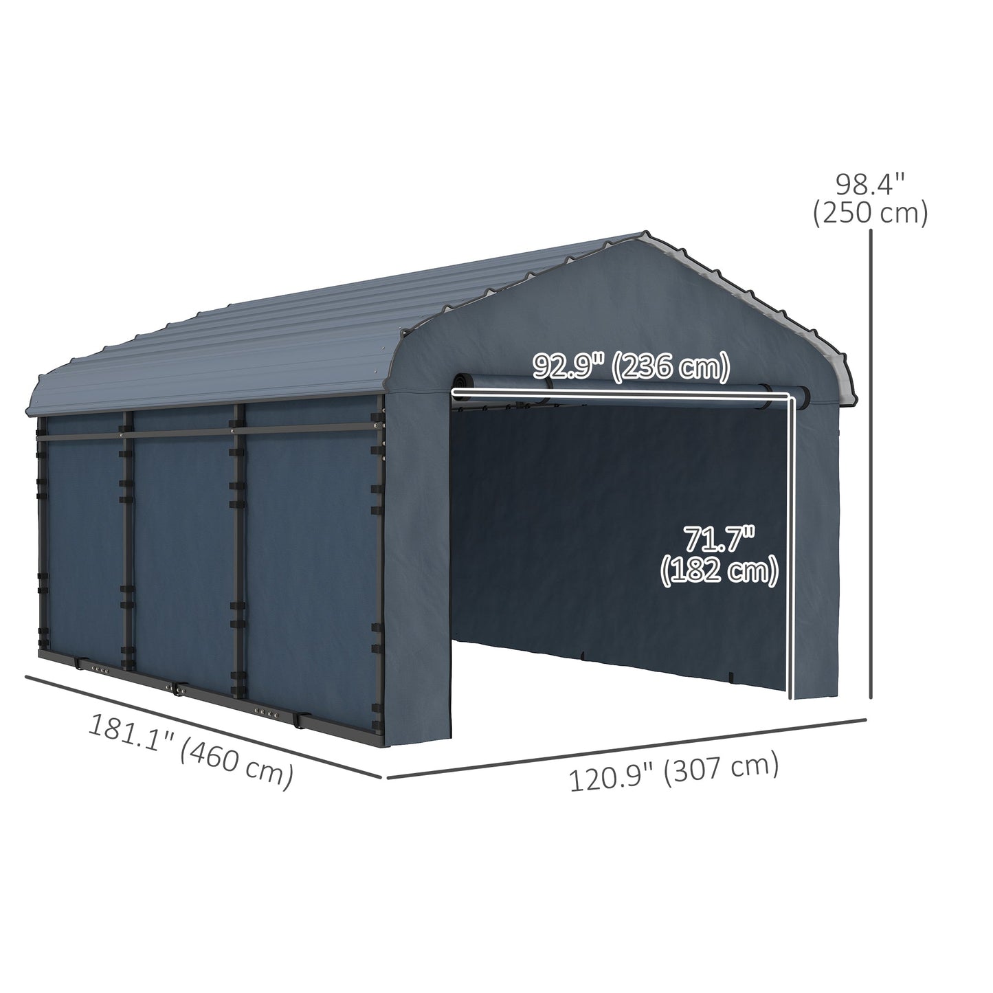 10' x 15' x 8' Heavy Duty Metal Carport, Waterproof Car Shelter Garage Canopy with Galvanized Metal Roof and Removable Sidewalls for Cars, Boats, Trucks and Tractors
