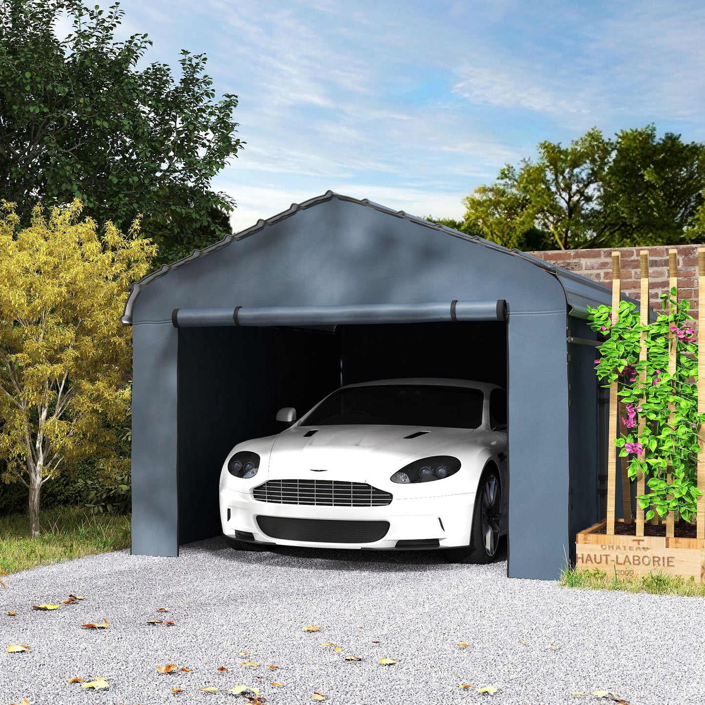 10' x 15' x 8' Heavy Duty Metal Carport, Waterproof Car Shelter Garage Canopy with Galvanized Metal Roof and Removable Sidewalls for Cars, Boats, Trucks and Tractors