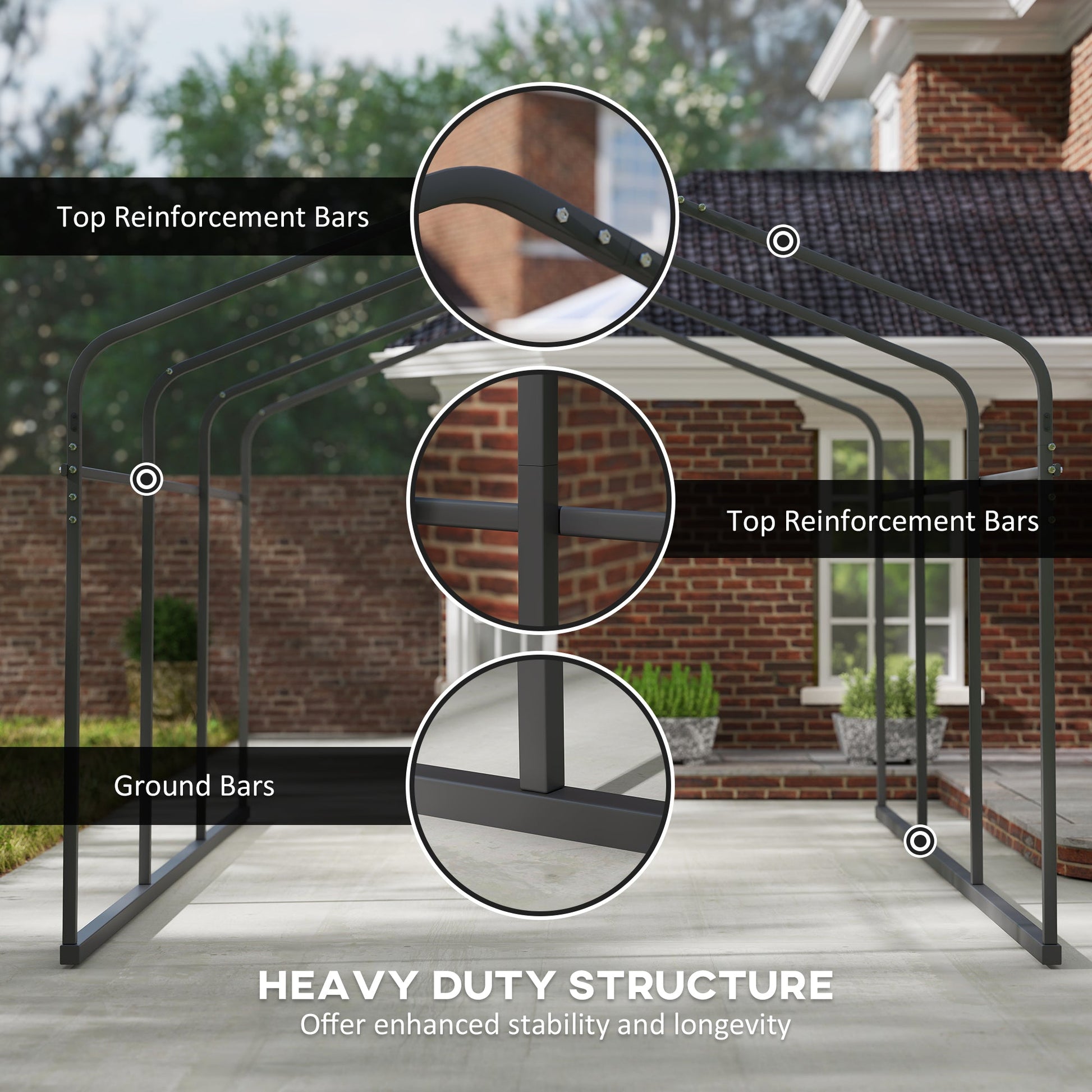 10' x 15' x 8' Heavy Duty Metal Carport, Waterproof Car Shelter Garage Canopy with Galvanized Metal Roof and Removable Sidewalls for Cars, Boats, Trucks and Tractors