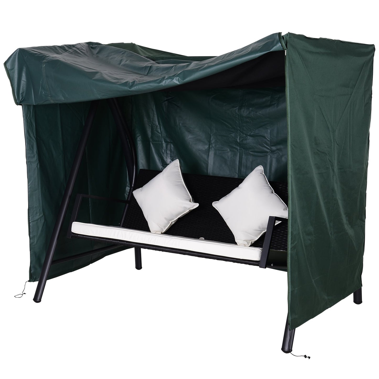 Outdoor Swing Cover, Large 3-Seat Patio Swing Chair Hammock Cover UV Resistant Windproof All Weather Protection, Green