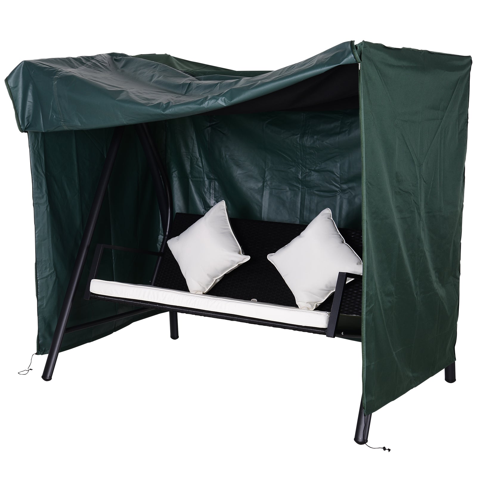 Outdoor Swing Cover, Large 3-Seat Patio Swing Chair Hammock Cover UV Resistant Windproof All Weather Protection, Green