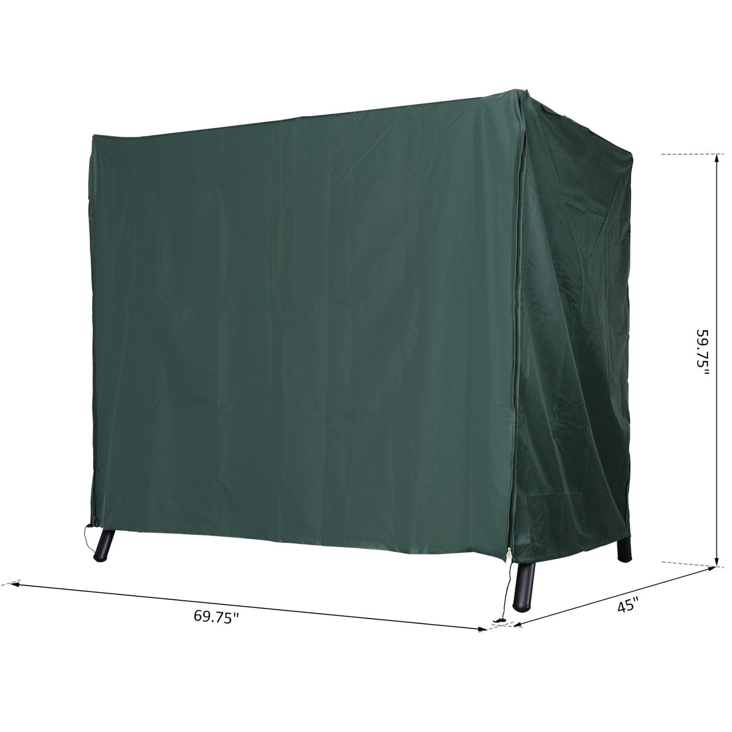Outdoor Swing Cover, Large 3-Seat Patio Swing Chair Hammock Cover UV Resistant Windproof All Weather Protection, Green
