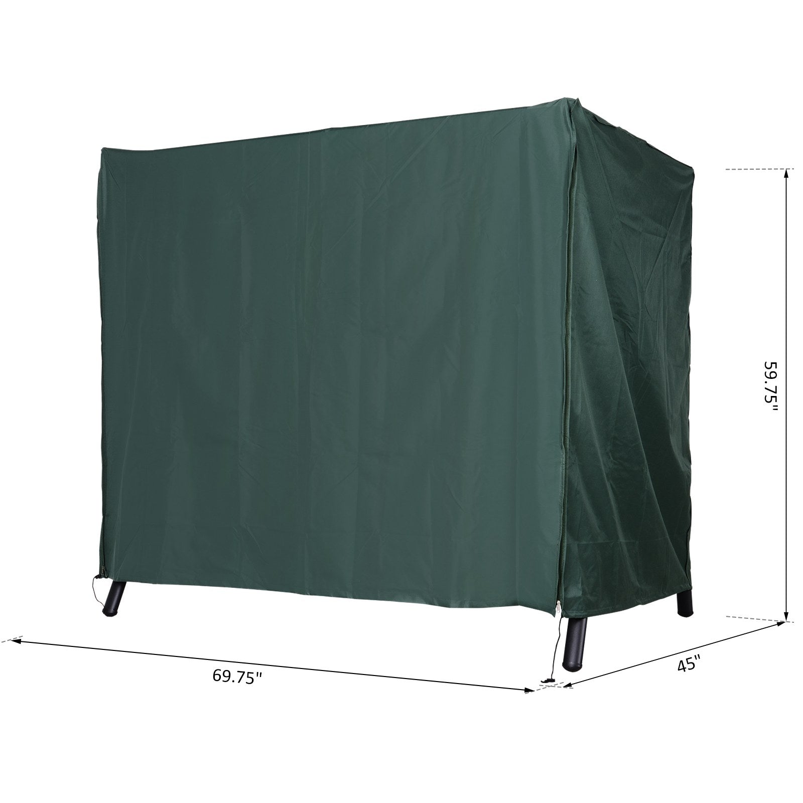 Outdoor Swing Cover, Large 3-Seat Patio Swing Chair Hammock Cover UV Resistant Windproof All Weather Protection, Green