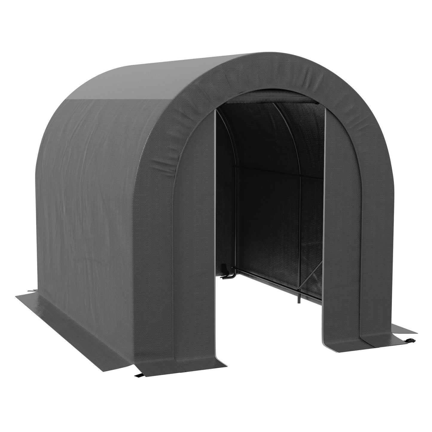 6' x 8' Outdoor Storage Shed Tent, Portable Shed with Galvanised Steel Frame and ZIipper Roll-up Door, Bike Shed Motorcycle Shelter for Patio Garden Tools, Dark Grey