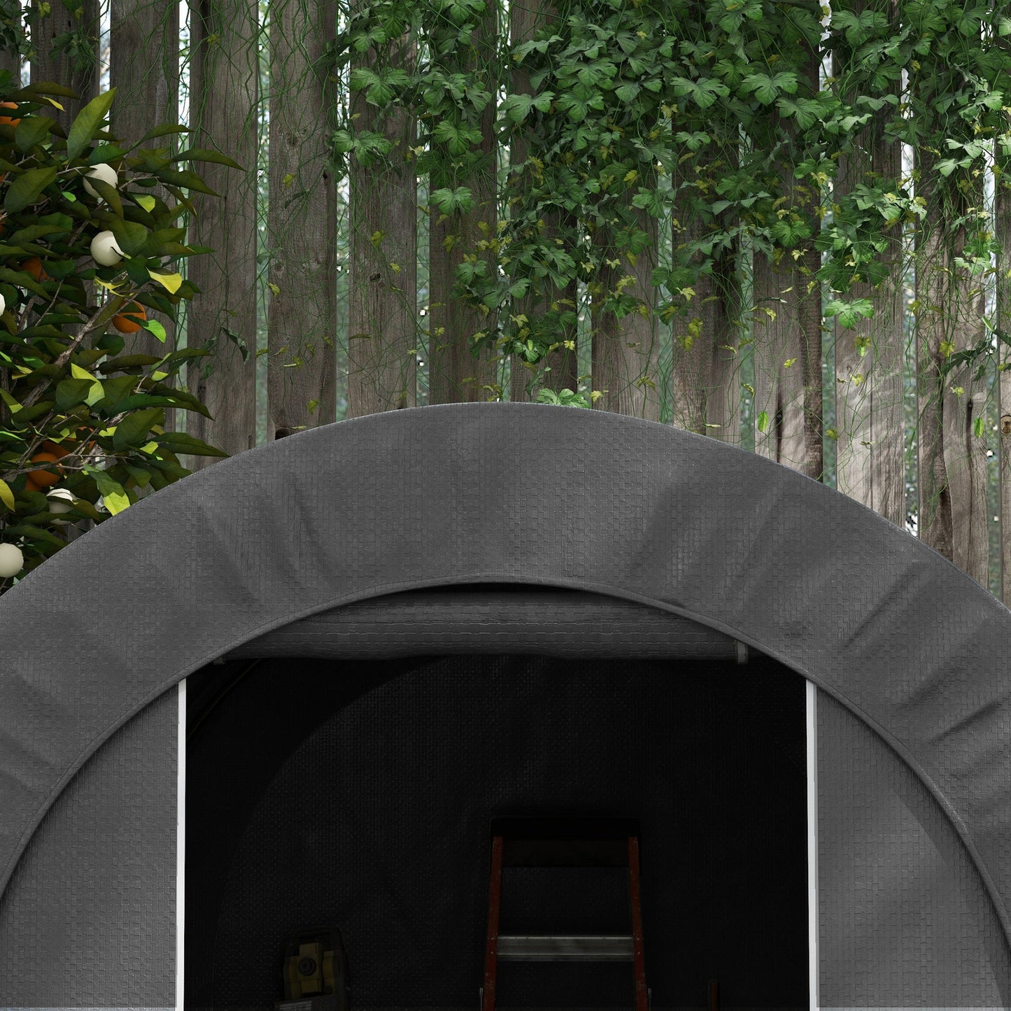 6' x 8' Outdoor Storage Shed Tent, Portable Shed with Galvanised Steel Frame and ZIipper Roll-up Door, Bike Shed Motorcycle Shelter for Patio Garden Tools, Dark Grey