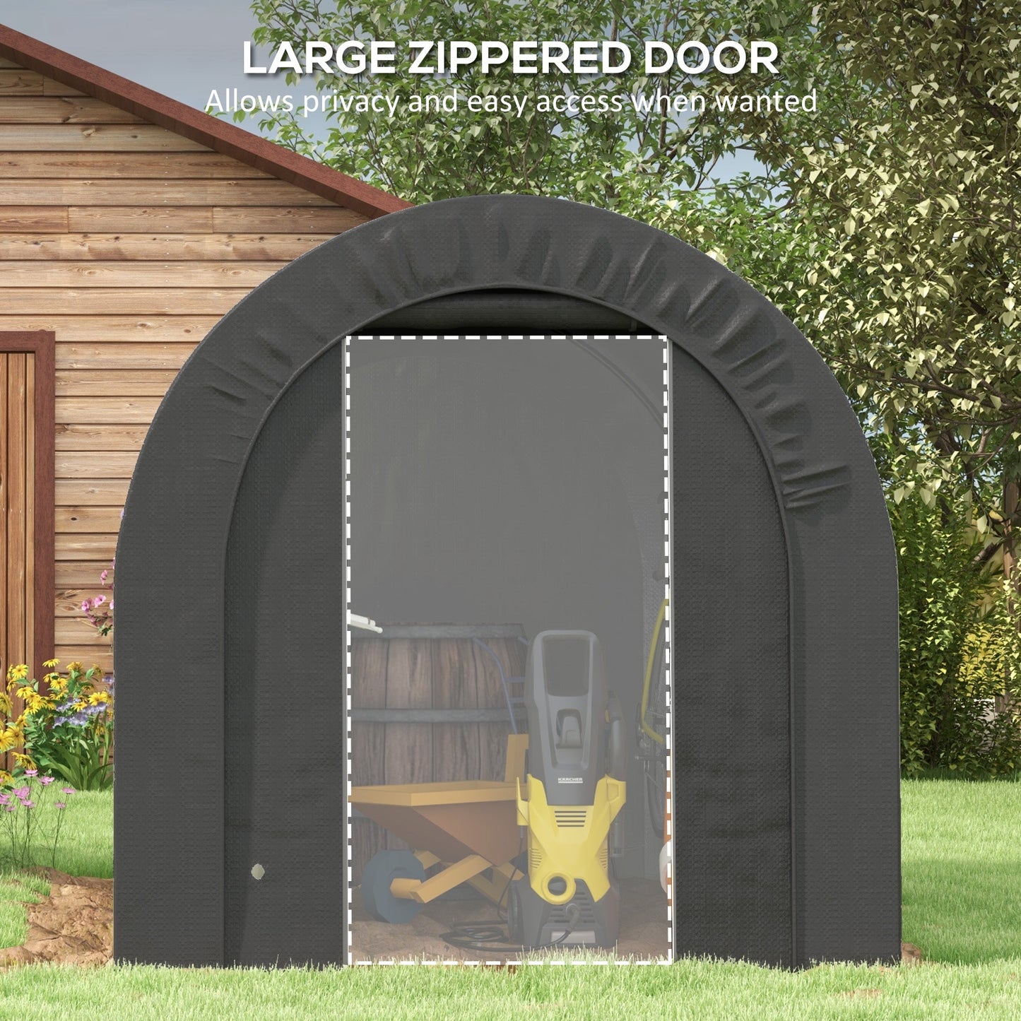 6' x 8' Outdoor Storage Shed Tent, Portable Shed with Galvanised Steel Frame and ZIipper Roll-up Door, Bike Shed Motorcycle Shelter for Patio Garden Tools, Dark Grey