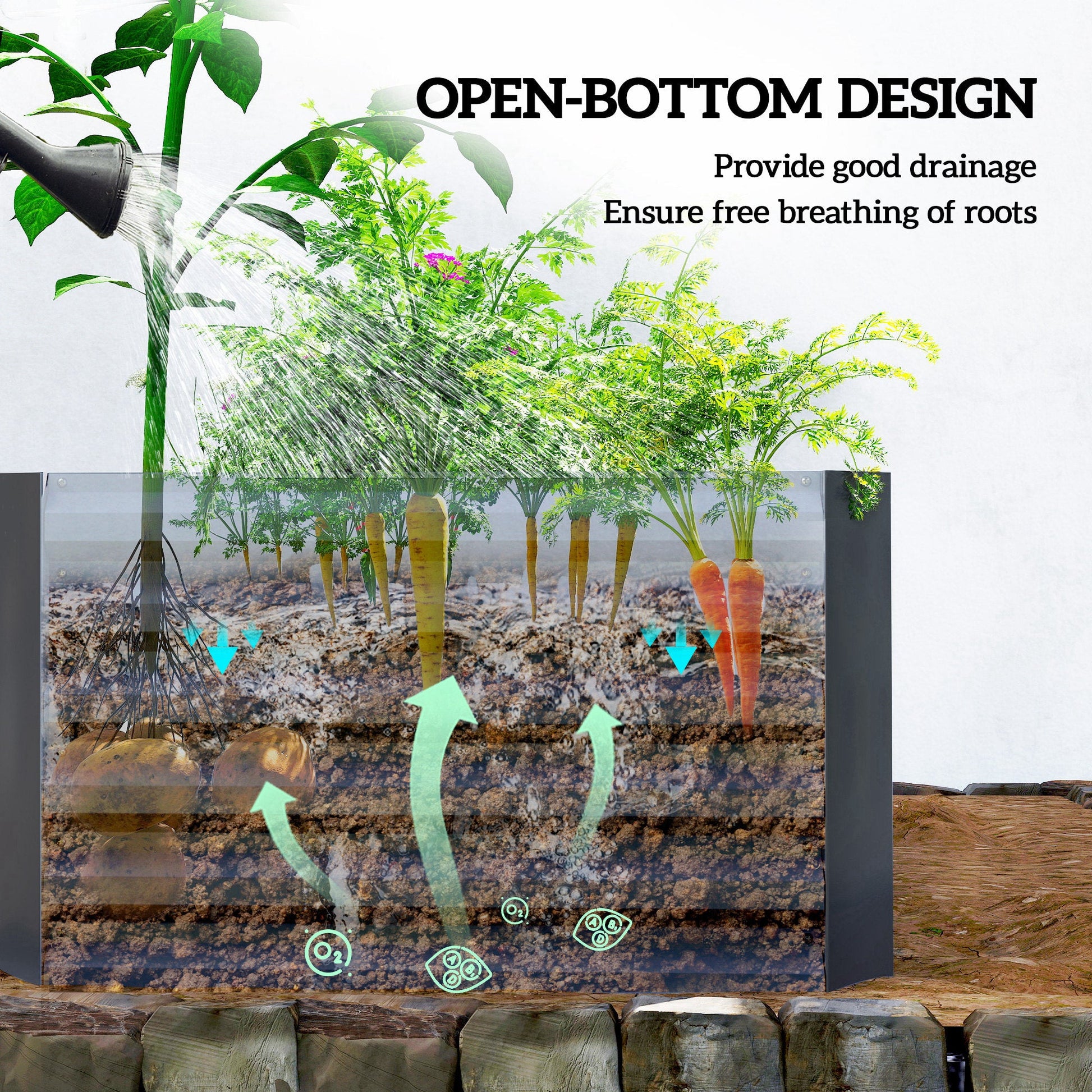 Galvanized Raised Garden Bed, 6' x 3' x 2' Outdoor Metal Planter Box, Standing Raised Bed for Growing Flowers, Herbs and Vegetables, Dark Grey