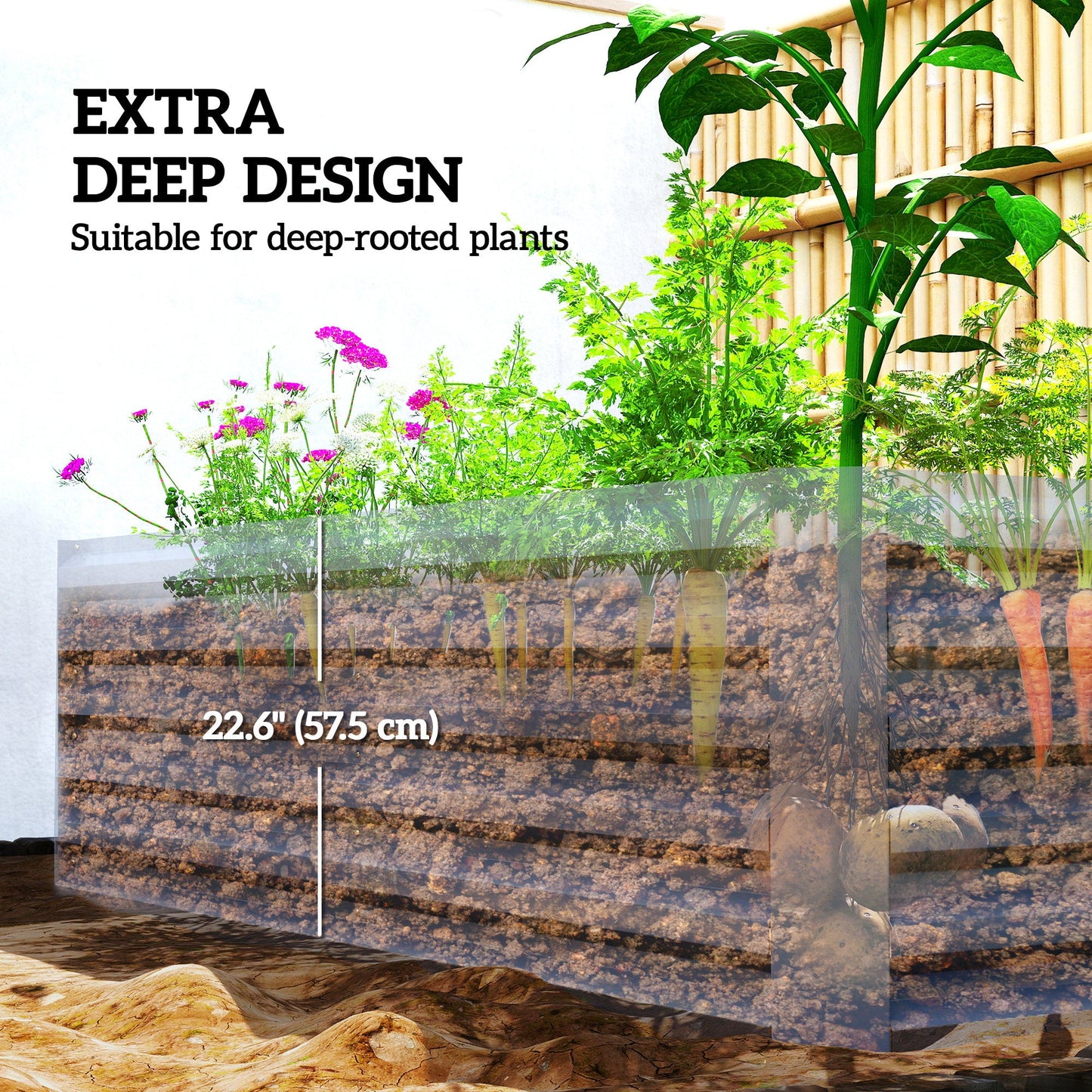 Galvanized Raised Garden Bed, 6' x 3' x 2' Outdoor Metal Planter Box, Standing Raised Bed for Growing Flowers, Herbs and Vegetables, Dark Grey