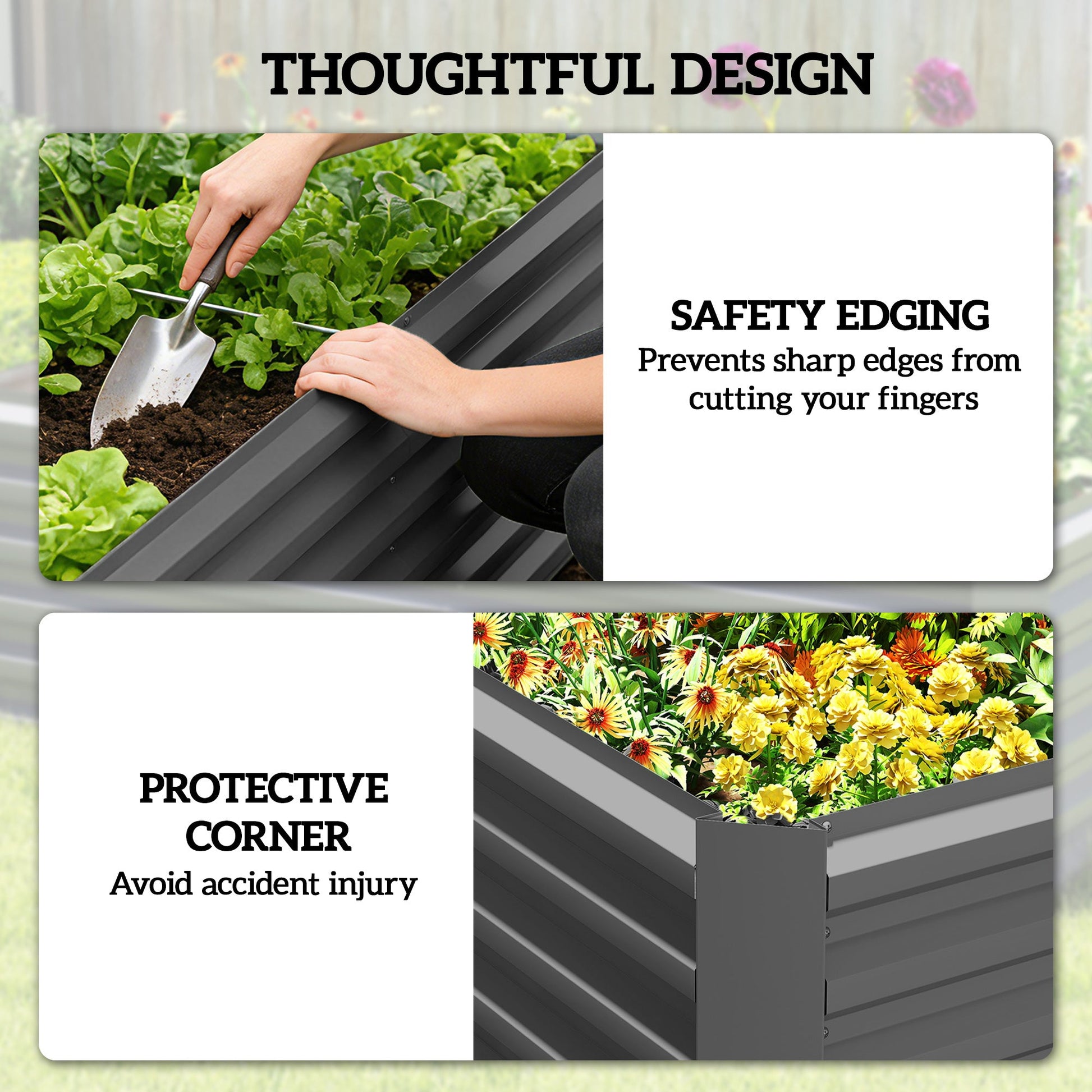 Galvanized Raised Garden Bed, 6' x 3' x 2' Outdoor Metal Planter Box, Standing Raised Bed for Growing Flowers, Herbs and Vegetables, Dark Grey
