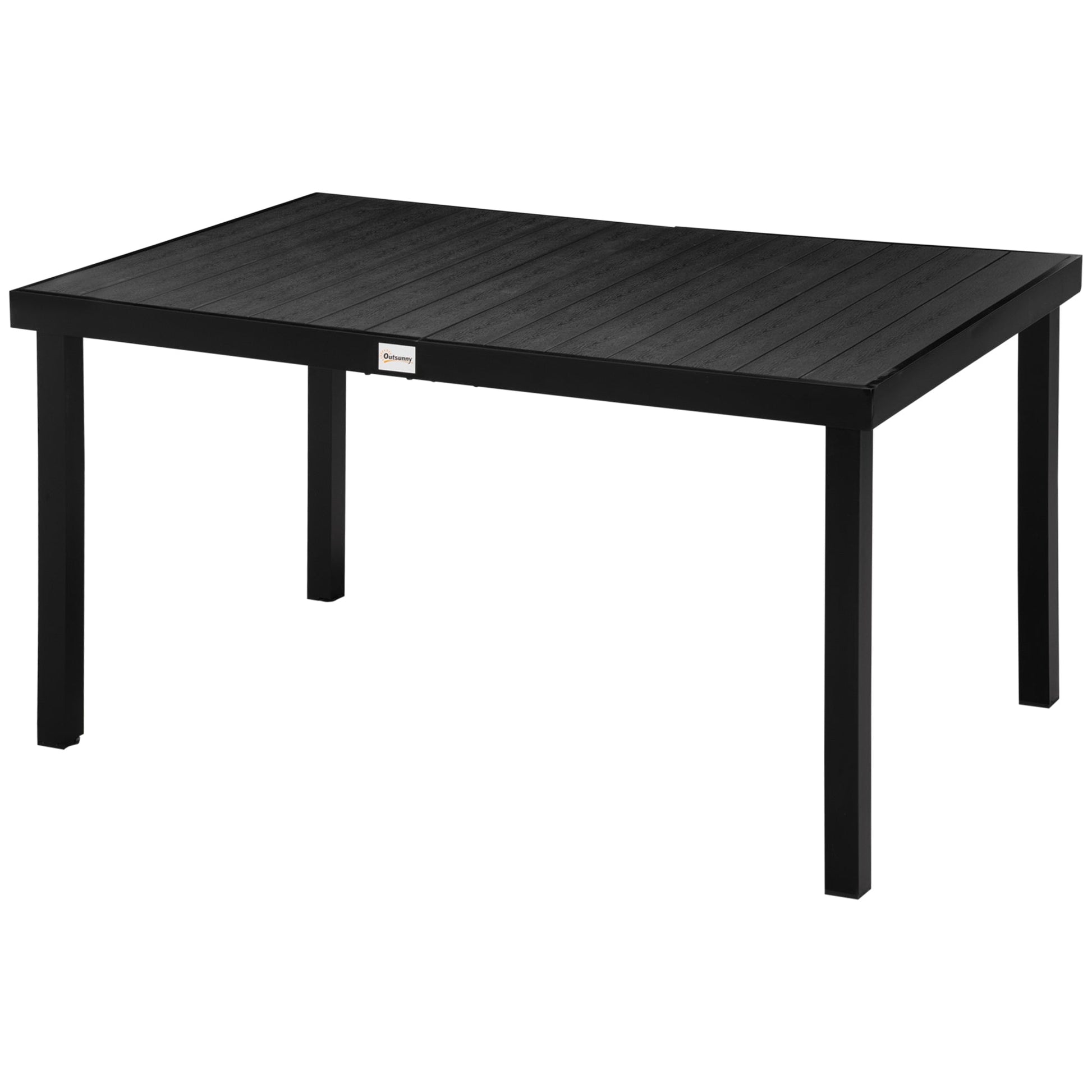 55" L x 35.5" W x 29.25" H Patio Dining Table for 6, Rectangular Aluminum Outdoor Table for Garden Lawn Backyard, Black