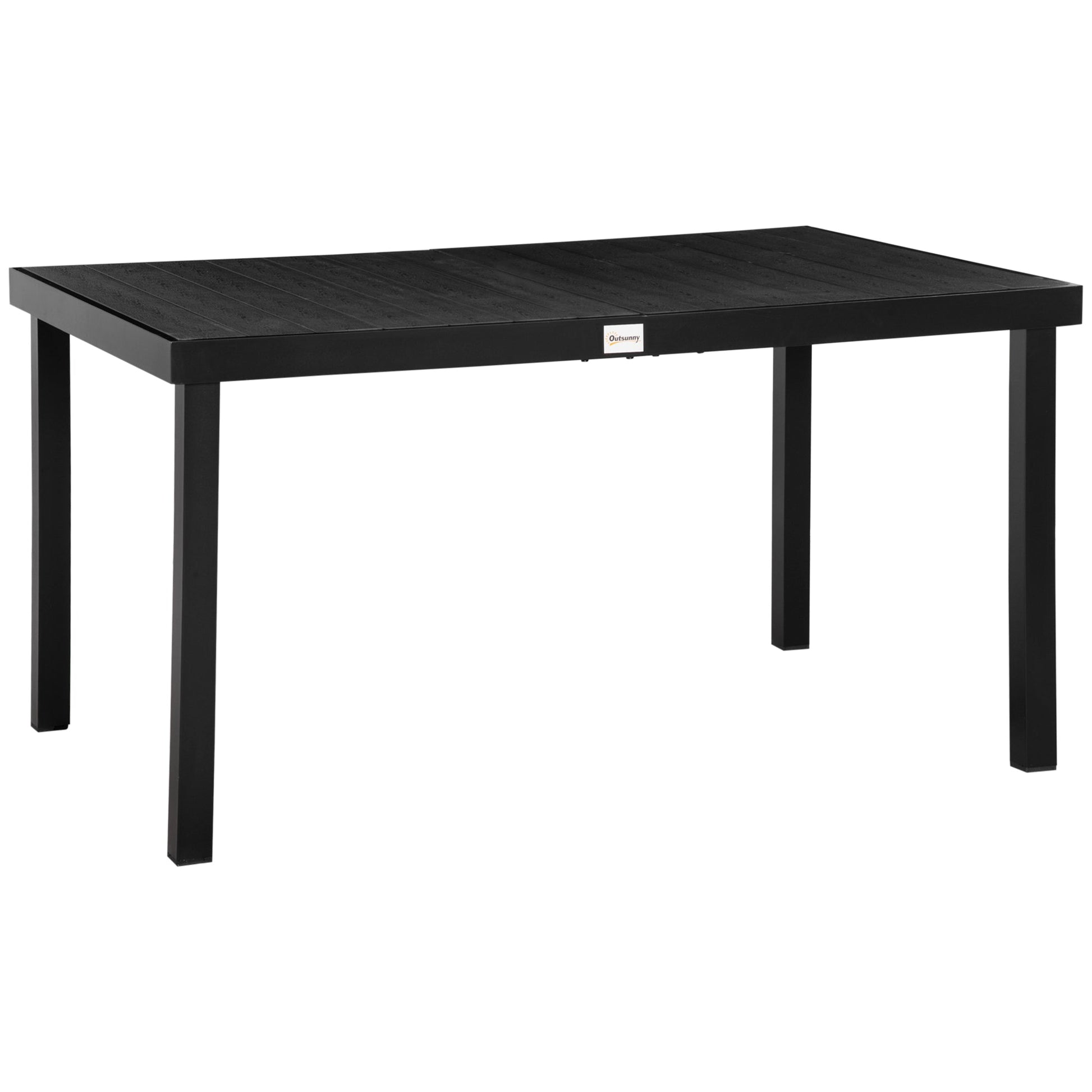 55" L x 35.5" W x 29.25" H Patio Dining Table for 6, Rectangular Aluminum Outdoor Table for Garden Lawn Backyard, Black
