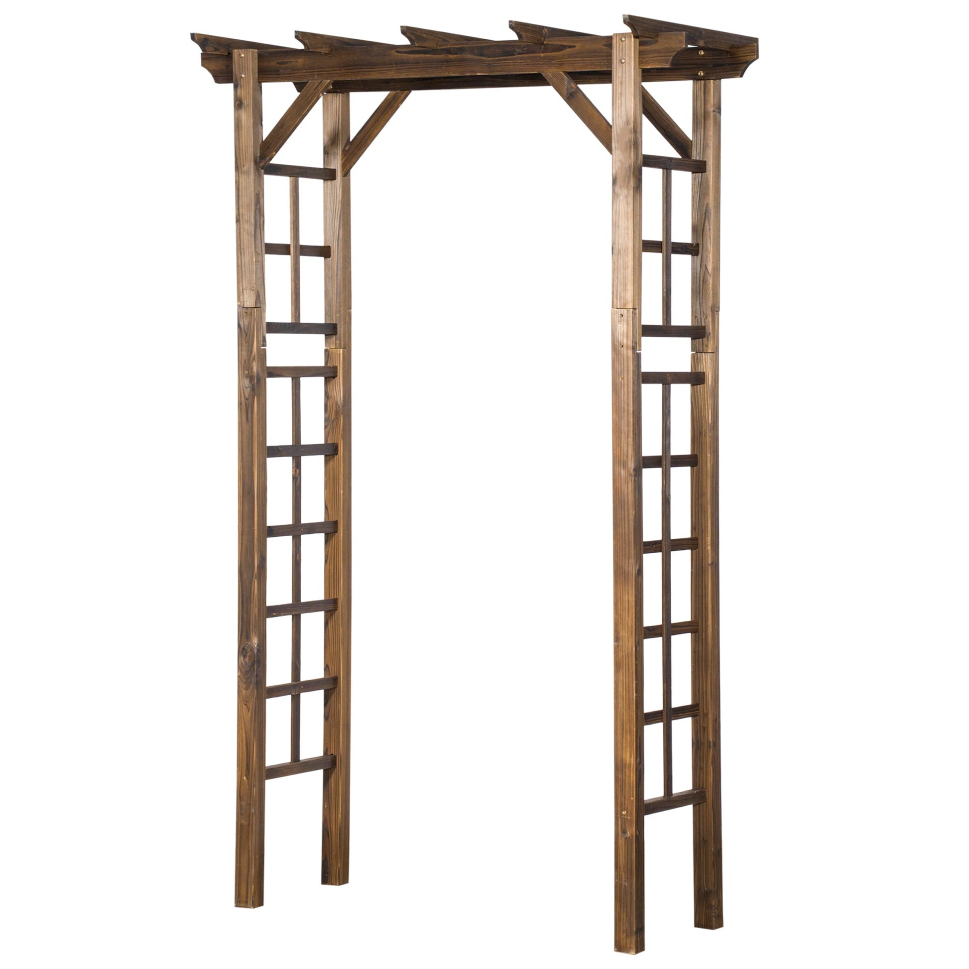 85" Wooden Garden Arbour for Wedding and Ceremony, Outdoor Garden Arch Trellis for Climbing Vines, Carbonized