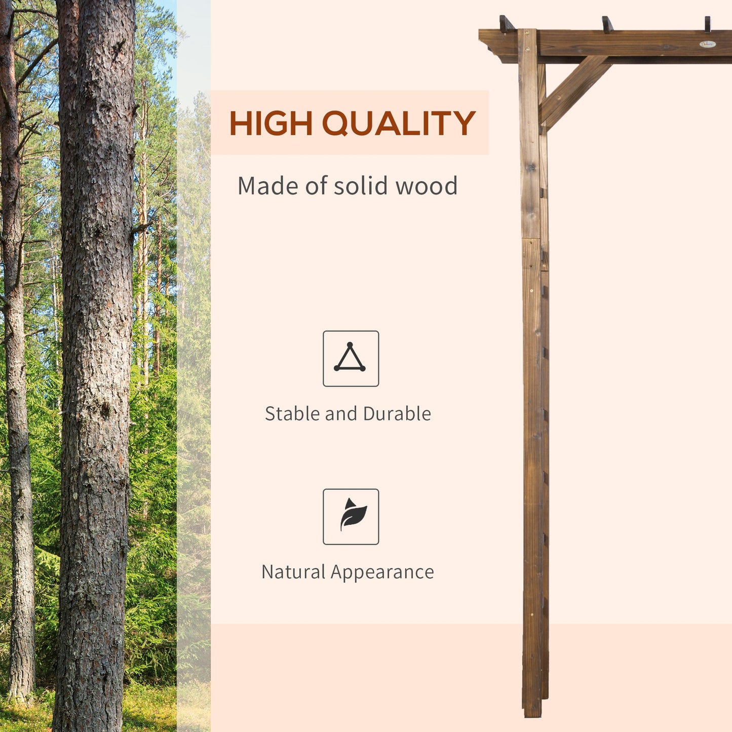 85" Wooden Garden Arbour for Wedding and Ceremony, Outdoor Garden Arch Trellis for Climbing Vines, Carbonized