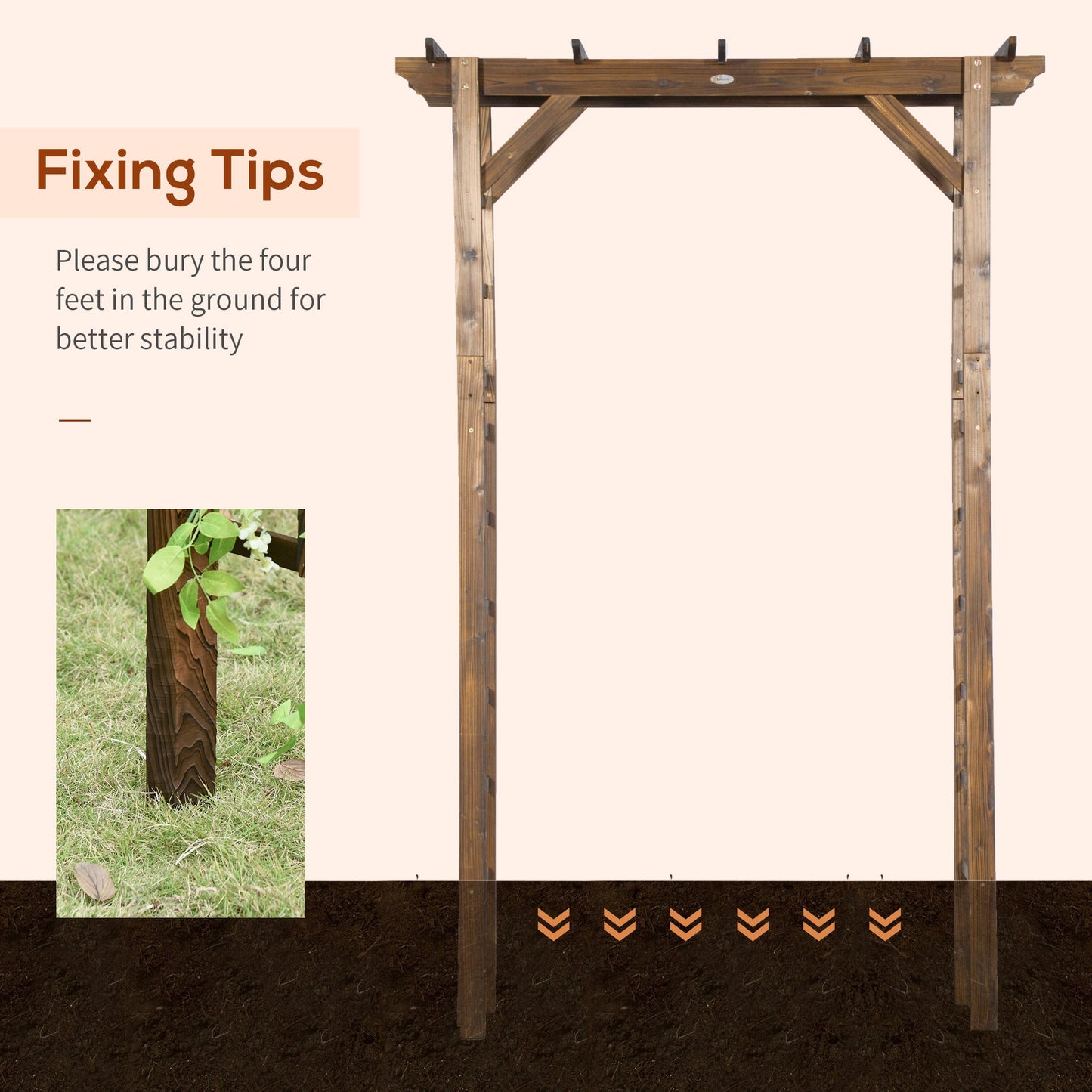 85" Wooden Garden Arbour for Wedding and Ceremony, Outdoor Garden Arch Trellis for Climbing Vines, Carbonized