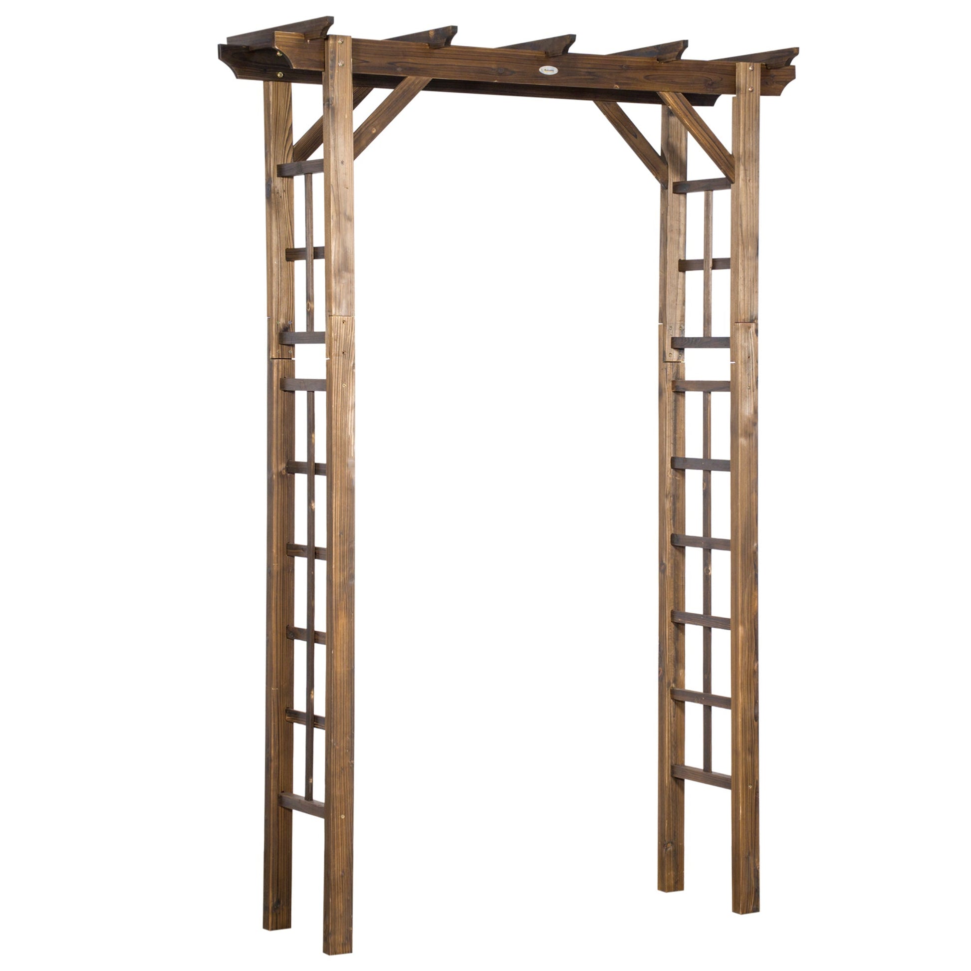 85" Wooden Garden Arbour for Wedding and Ceremony, Outdoor Garden Arch Trellis for Climbing Vines, Carbonized