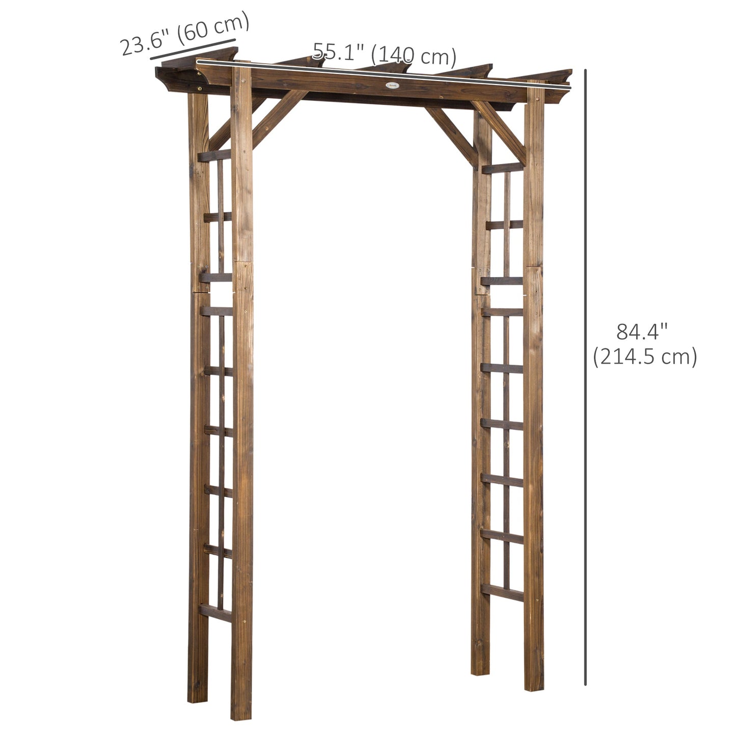 85" Wooden Garden Arbour for Wedding and Ceremony, Outdoor Garden Arch Trellis for Climbing Vines, Carbonized