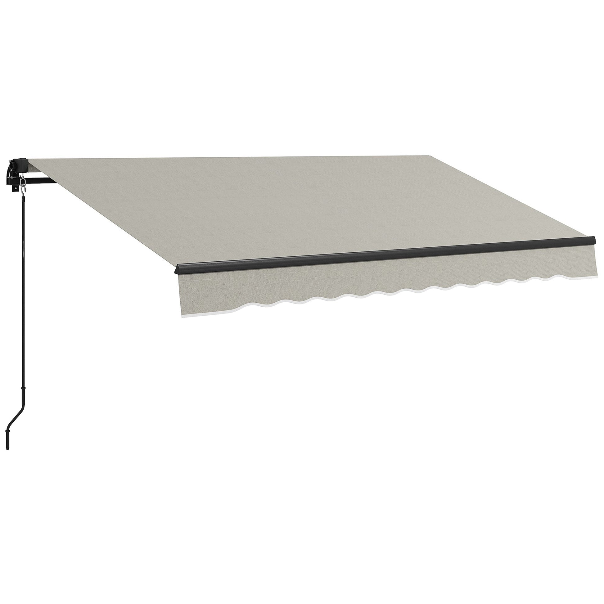  10' x 8' Retractable Awning, Patio Awning Sunshade Shelter with Manual Crank Handle, 280gsm UV Resistant Fabric and Aluminum Frame, for Balcony, Yard, Light Grey