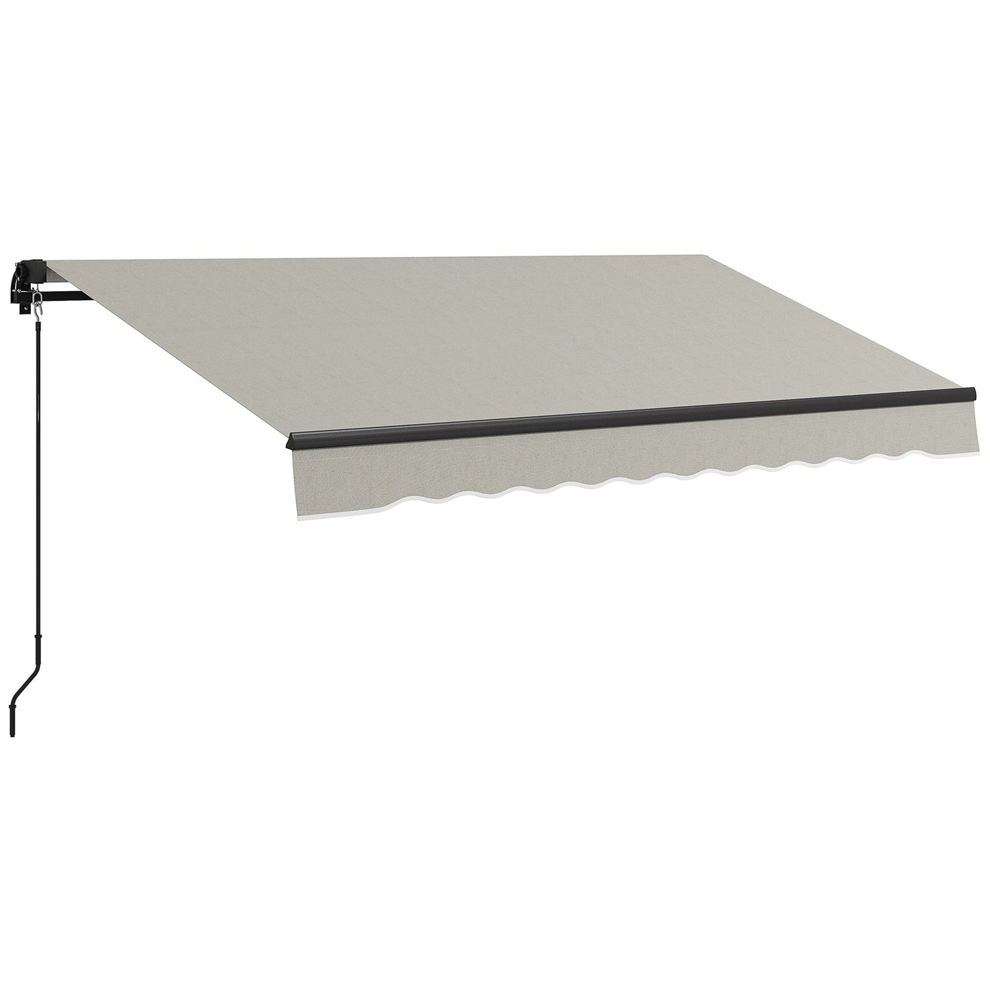  10' x 8' Retractable Awning, Patio Awning Sunshade Shelter with Manual Crank Handle, 280gsm UV Resistant Fabric and Aluminum Frame, for Balcony, Yard, Light Grey