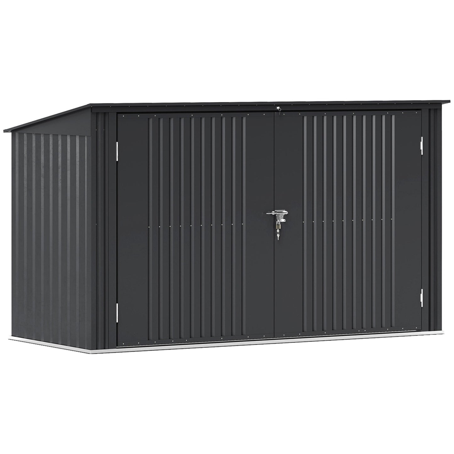 7.6 x 3.4ft Garbage Bin Shed for 3 Trash Cans, Outdoor Trash Can Storage Shed, Horizontal Outdoor Storage Shed with Lockable Double Doors and Openable Lid