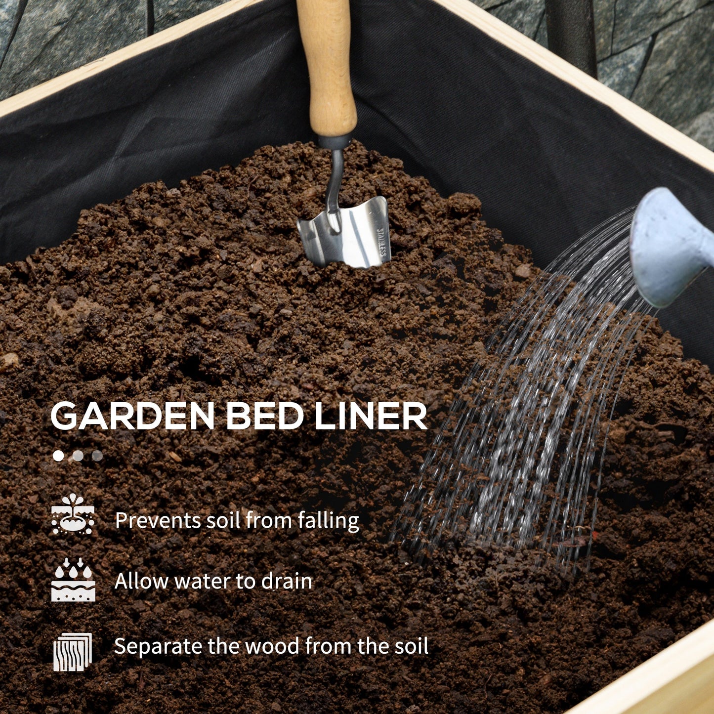 Wooden Raised Garden Bed Planter with Bed Liner and Drain Holes, Large Elevated Planter Box with Legs for Vegetables Flowers Herbs, Outdoor and Indoor, 7.4' x 1.8' x 2.6'