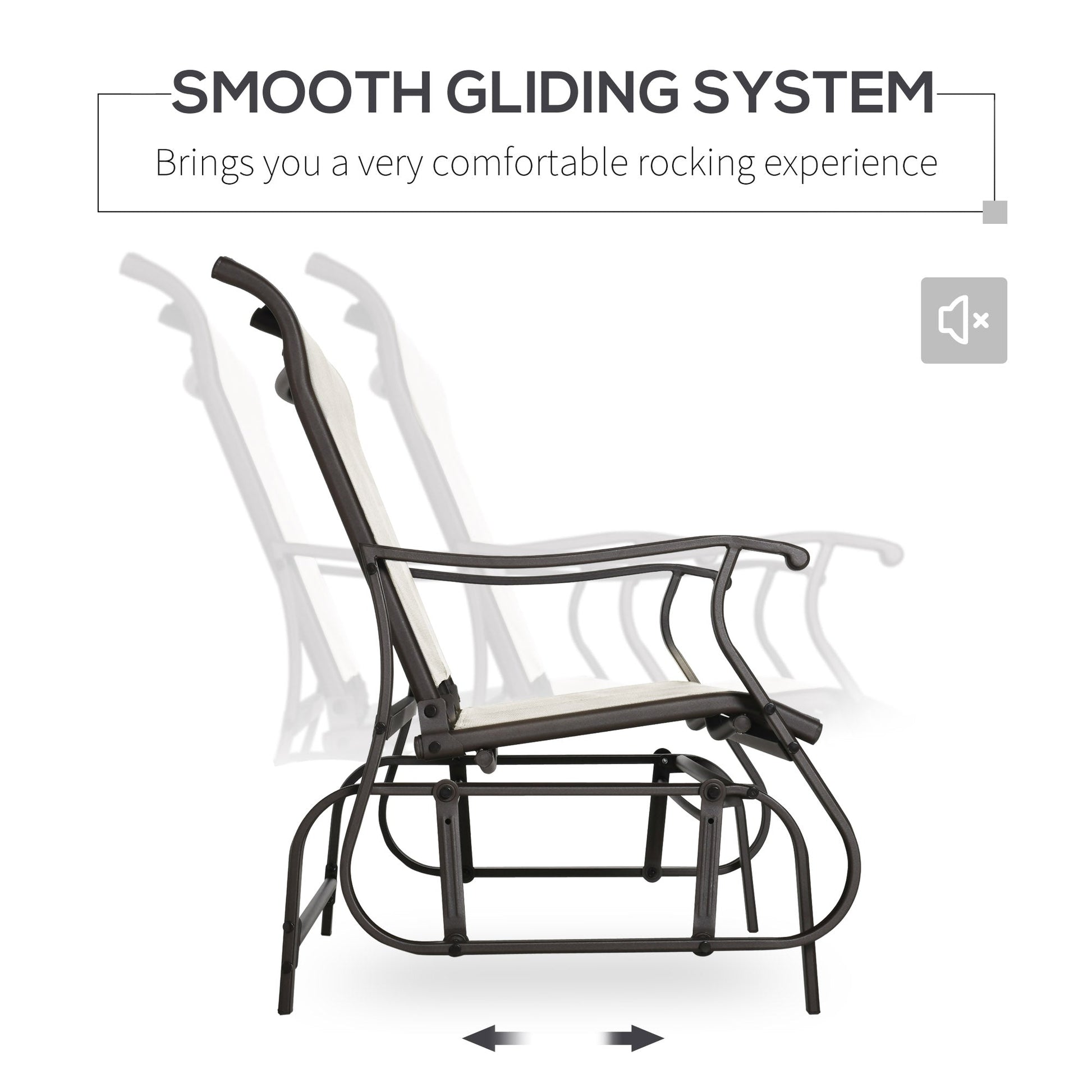 2-Person Outdoor Glider Chair, Patio Glider Rocking Chair with Mesh Seat and Backrest, Steel Frame for Outdoor, Backyard, Cream White